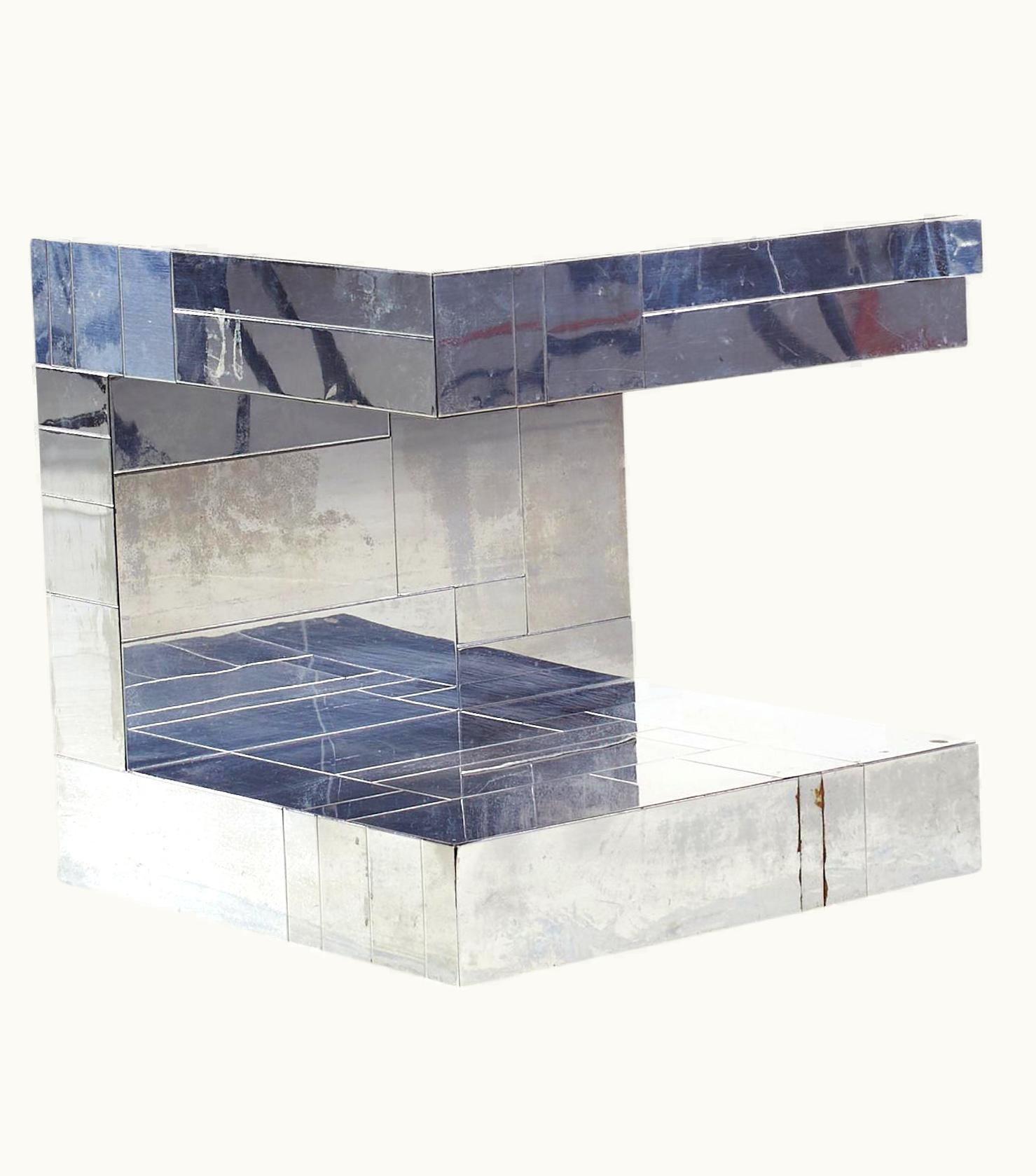 Paul Evans Paul Evans Mid Century Chrome Cityscape Nightstand Side Table