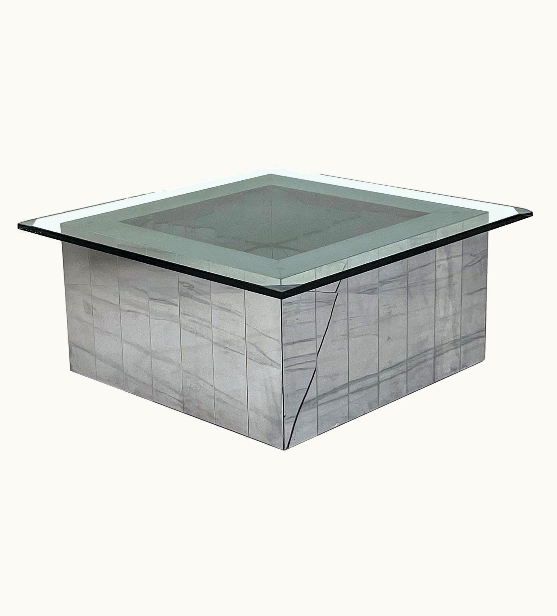 Paul Evans Paul Evans Cityscape Chrome Coffee Table, 1970's, Signed