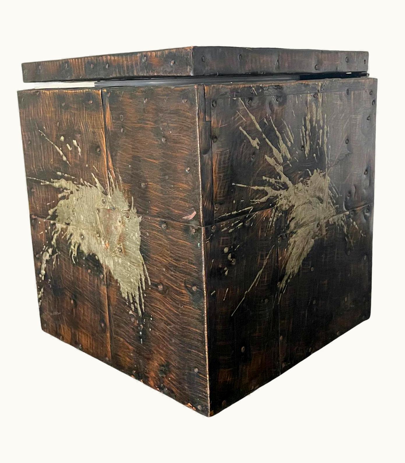 Paul Evans Paul Evans Brutalist Metal Patchwork Box With Insert Paul Evans