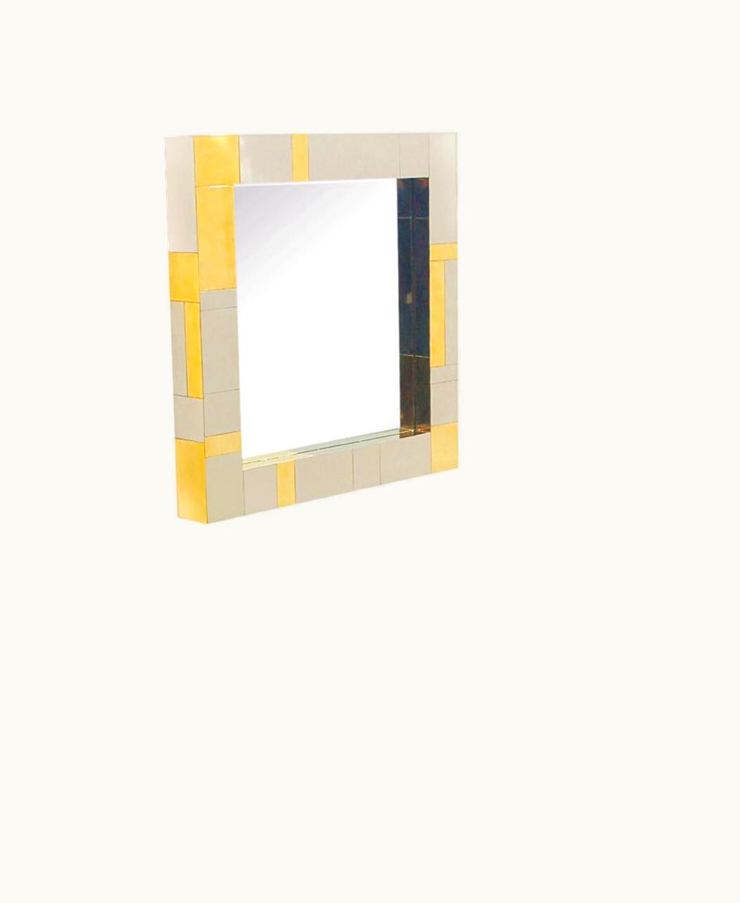 Paul Evans Paul Evans Mid Century Paul Evans Wall Mirror & Console Table Shelf In Brass & Chrome