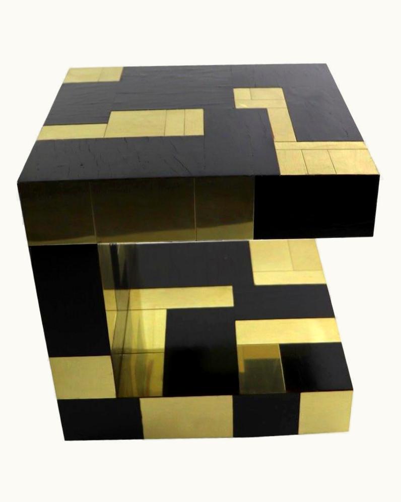 Paul Evans Paul Evans Cityscape Brass And Wood Side Table