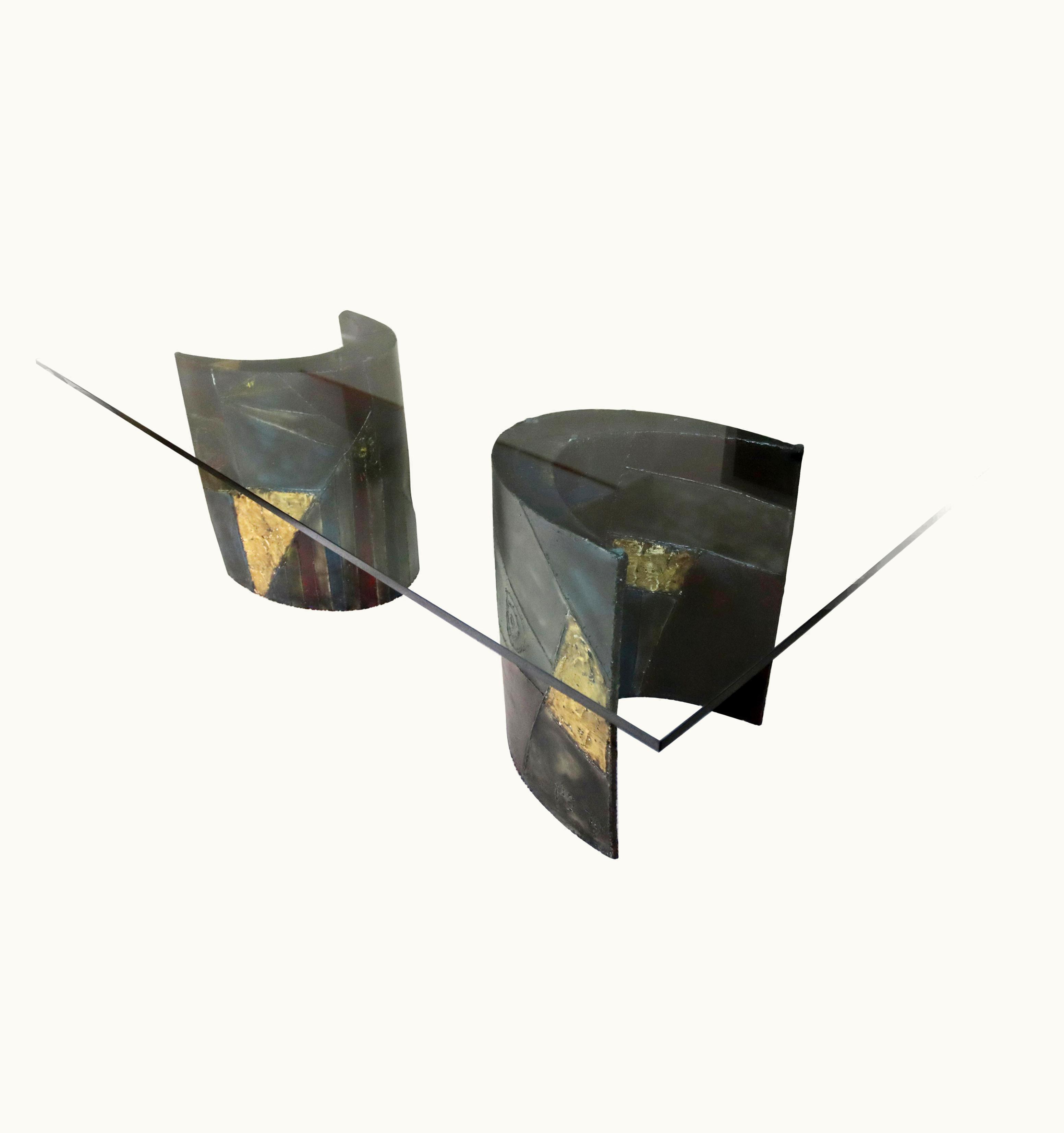 Paul Evans Paul Evans Modern Brutalist Sculptural Welded Steel & Bronze Dining Table Paul Evans 1970s