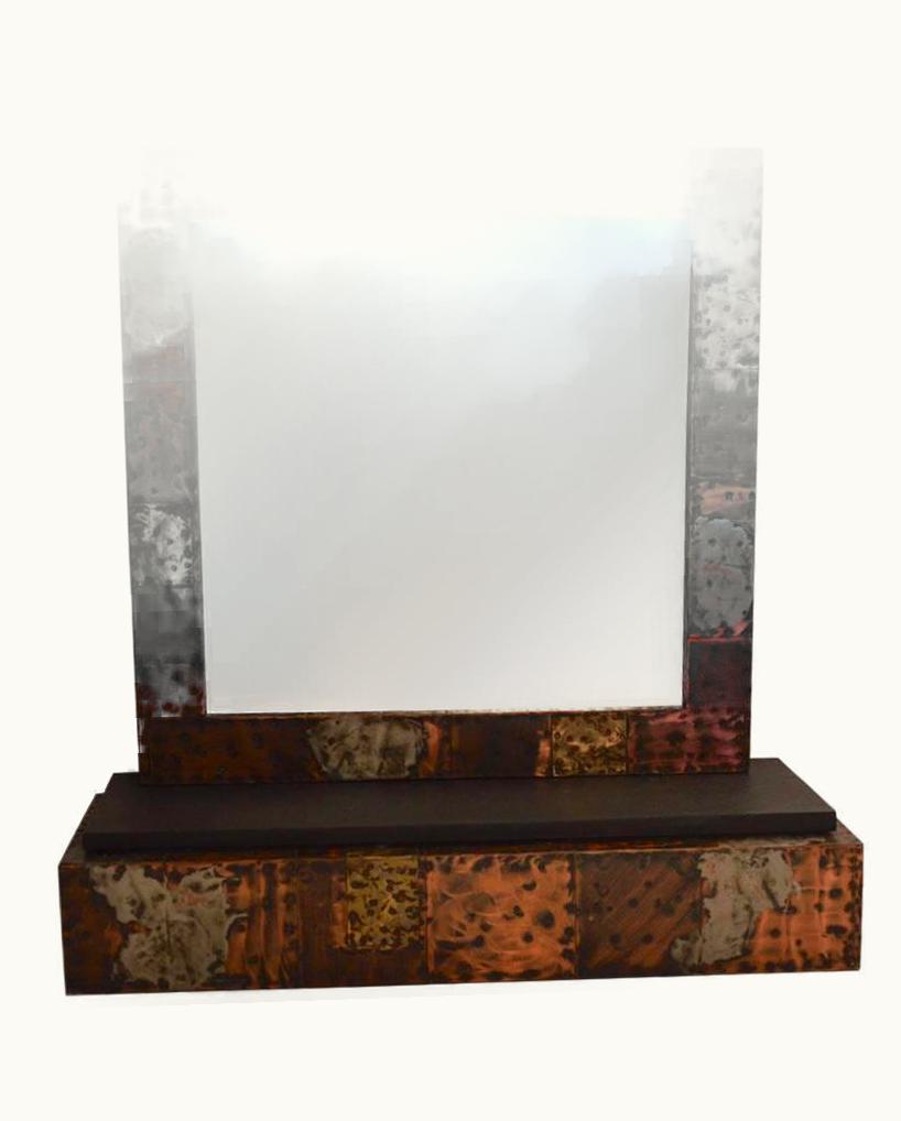 Paul Evans Brutalist Mirror And Shelf