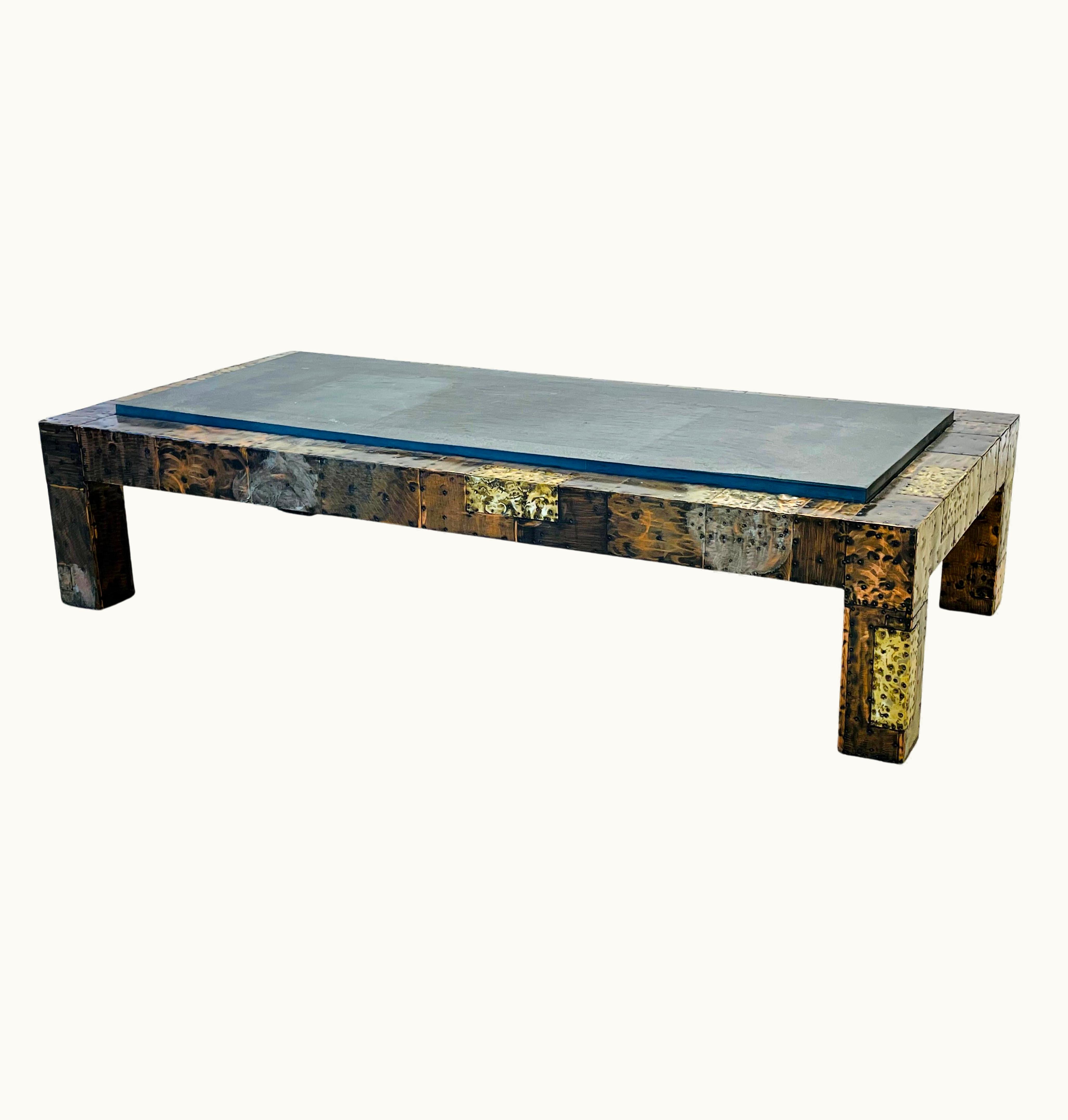 Paul Evans Mid-Century Modern Paul Evans Directional Brutalist Patchwork Metal Coffee Table
