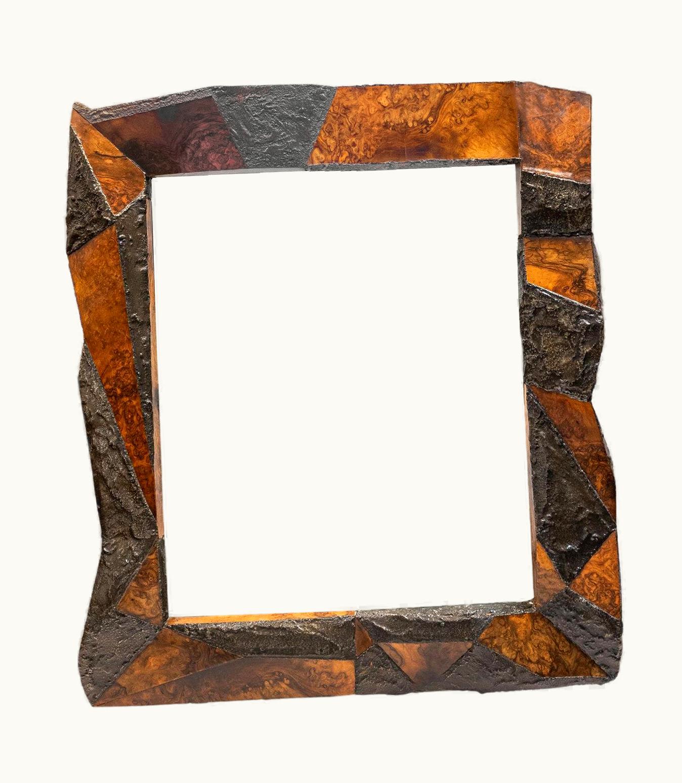 Paul Evans Paul Evans Rare Unique Multi-Planar Mirror In Bronze Resin And Burl, 1975