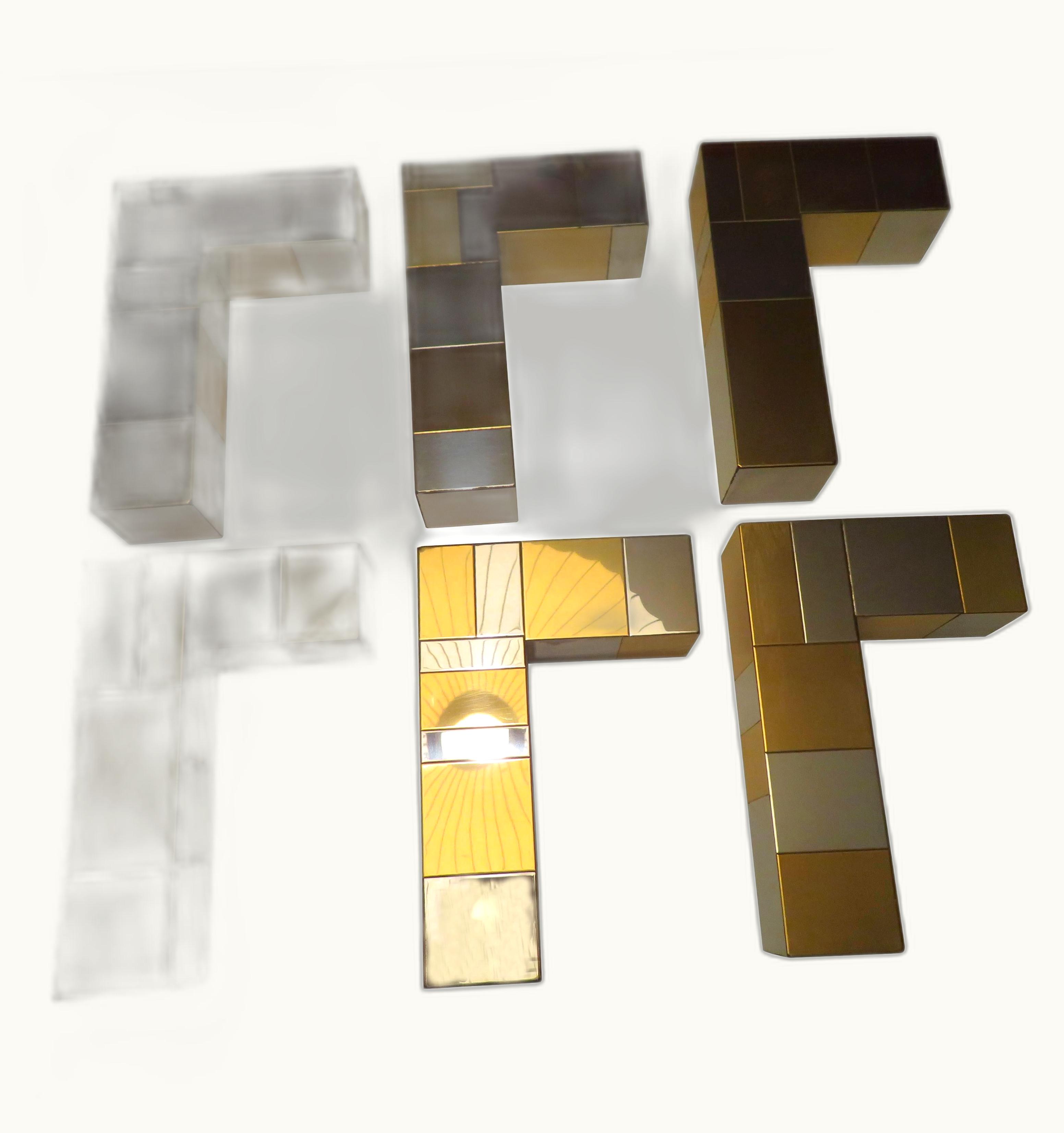 Paul Evans Paul Evans Set Paul Evans For Directional Chrome Brass Cityscape Shelf Brackets Console