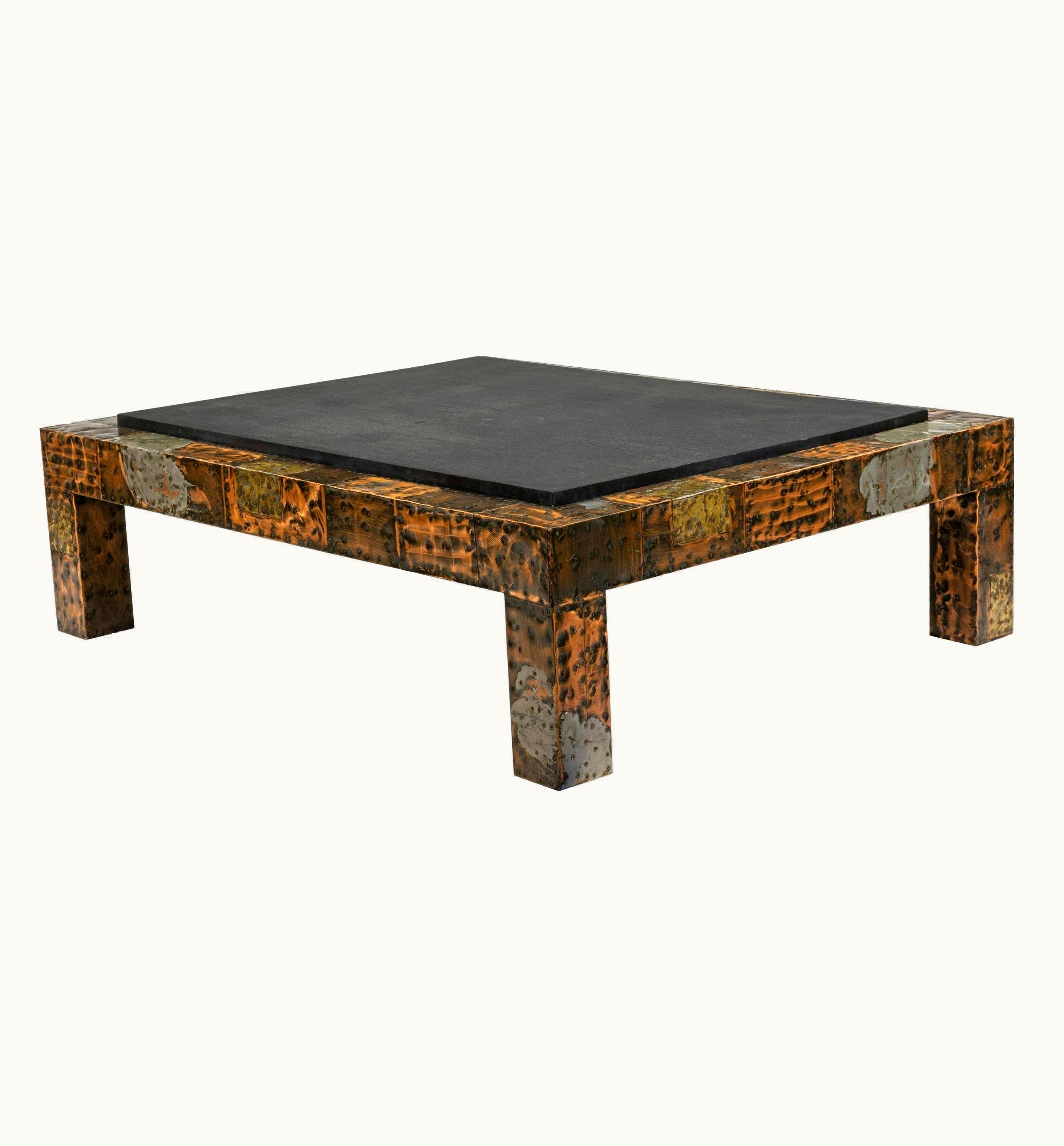 Paul Evans Paul Evans Brutalist Paul Evans Patinated Patchwork Coffee Table With Slate Top