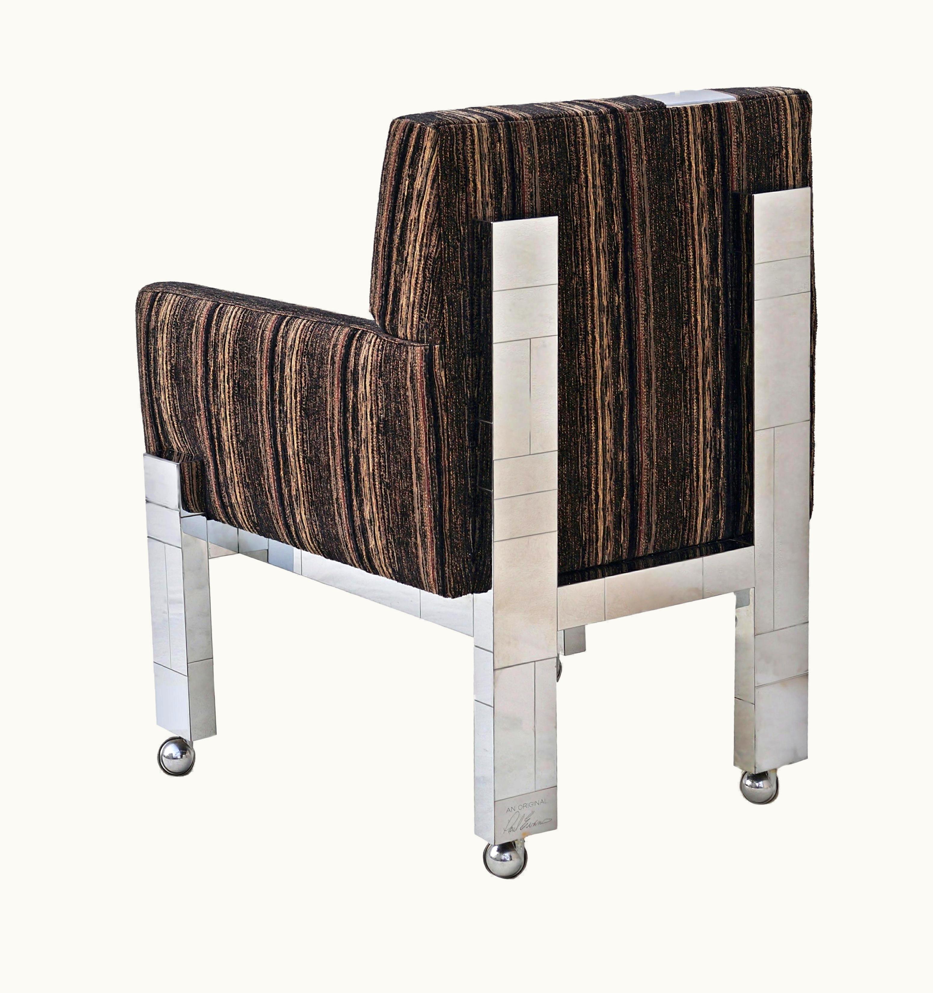 Paul Evans Paul Evans Cityscape Fabric Desk Arm Side Chair With Castors By Paul Evans Inc