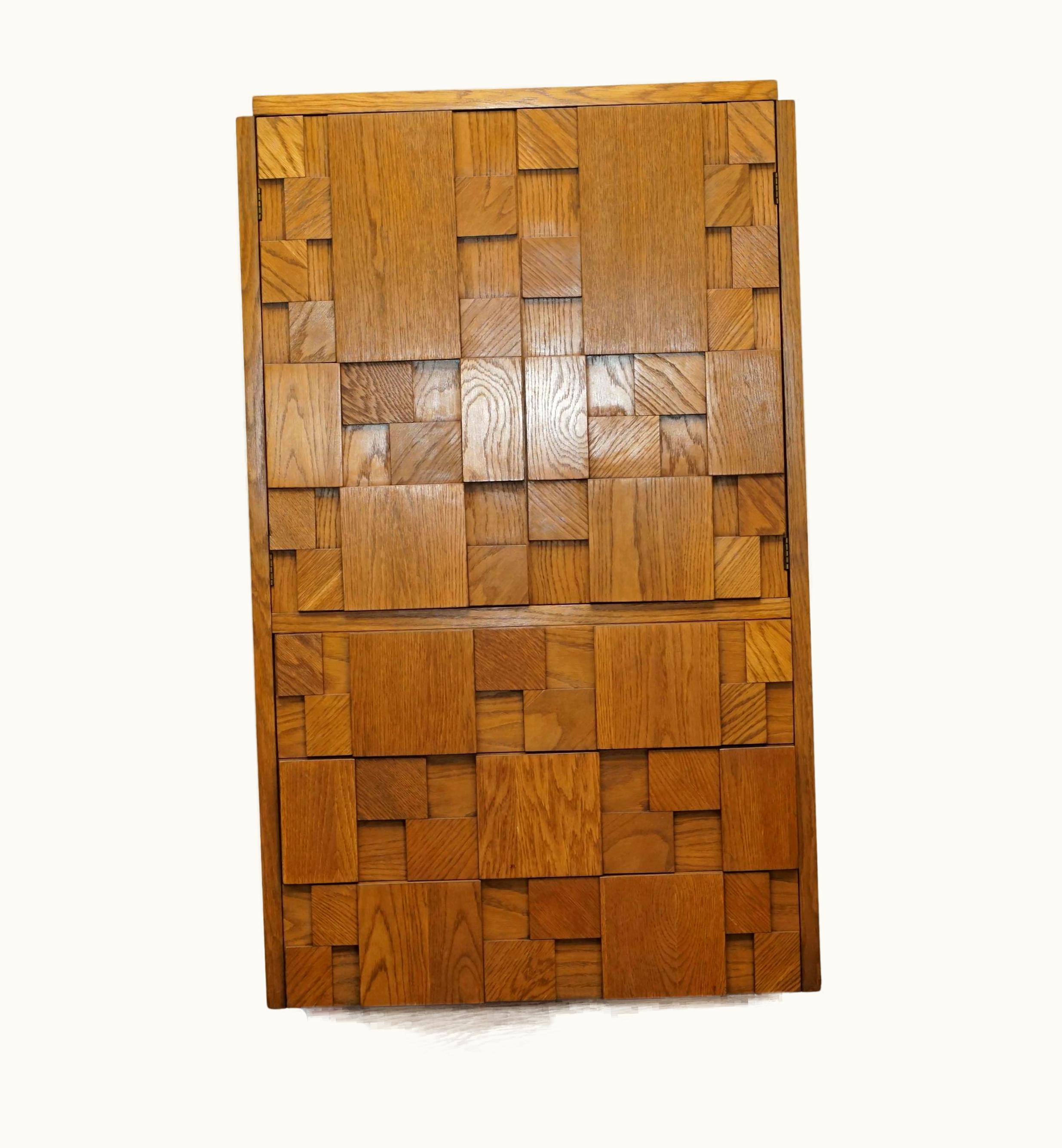 Paul Evans Paul Evans Lane Furniture Brutalist Tallboy Cupboard Chest Of Drawers Part Suite