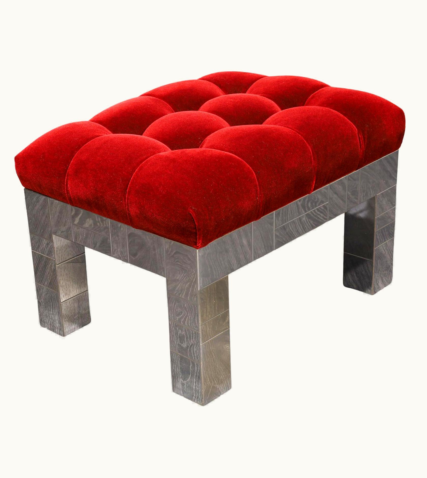 Paul Evans Paul Evans Cityscape Stool/Ottoman In Claret Mohair