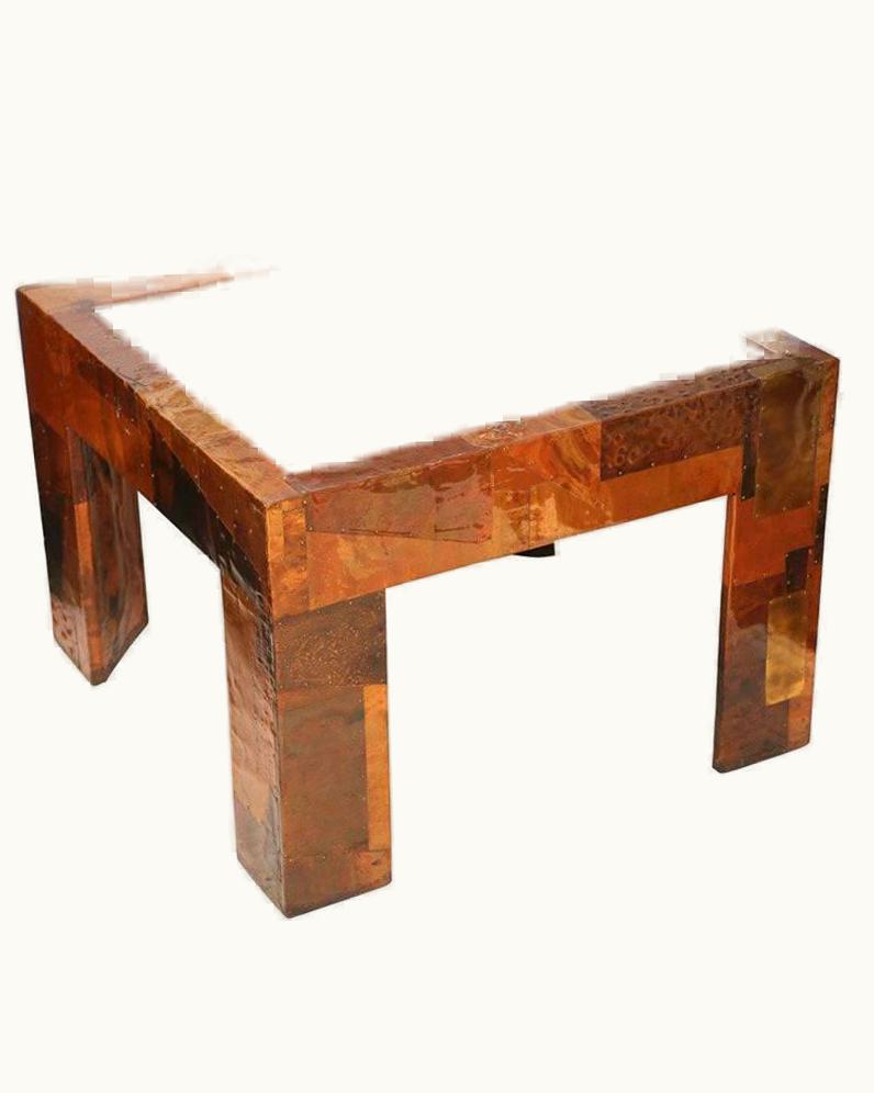Paul Evans Paul Evans Mixed Metals Patchwork Series And Vermont Slate Top Table, Paul Evans