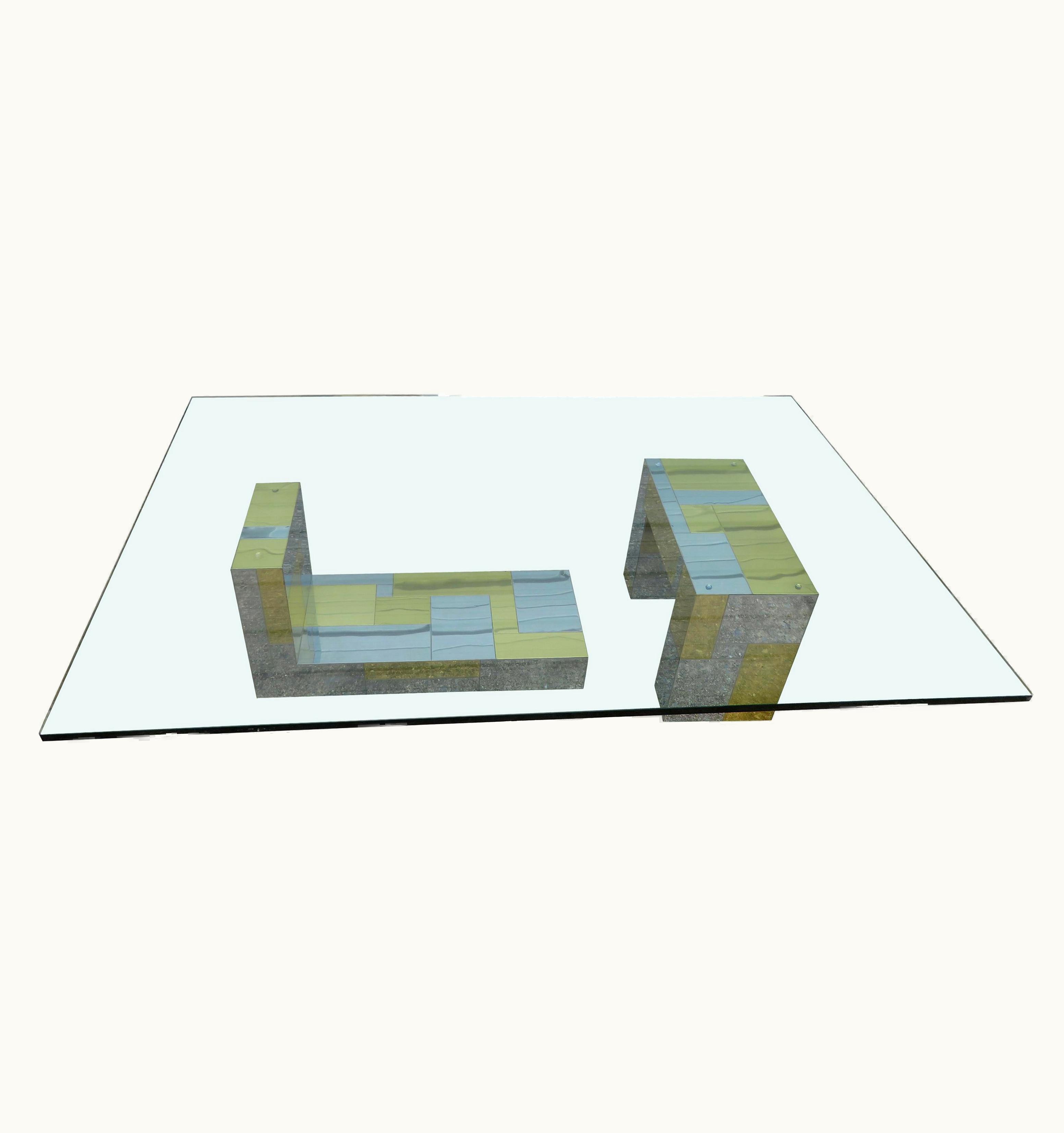 Paul Evans Paul Evans Stunning Paul Evans Cityscape Brass Chrome Patchwork Coffee Table Directional
