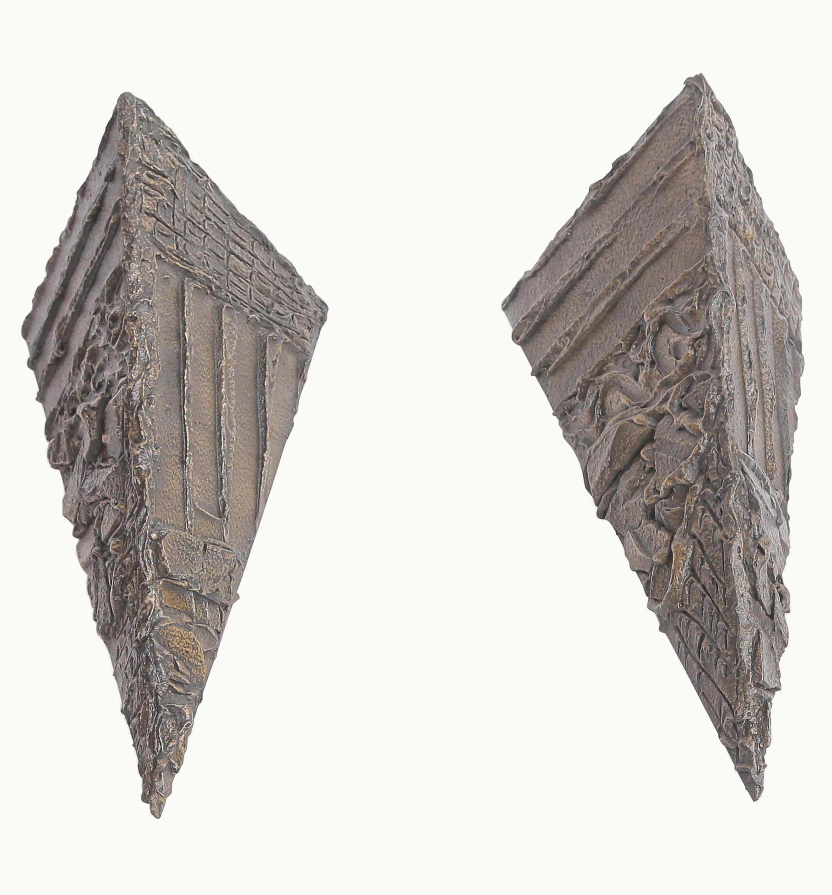 Paul Evans Paul Evans Sculpted Bronze Pyramidal Wall Brackets