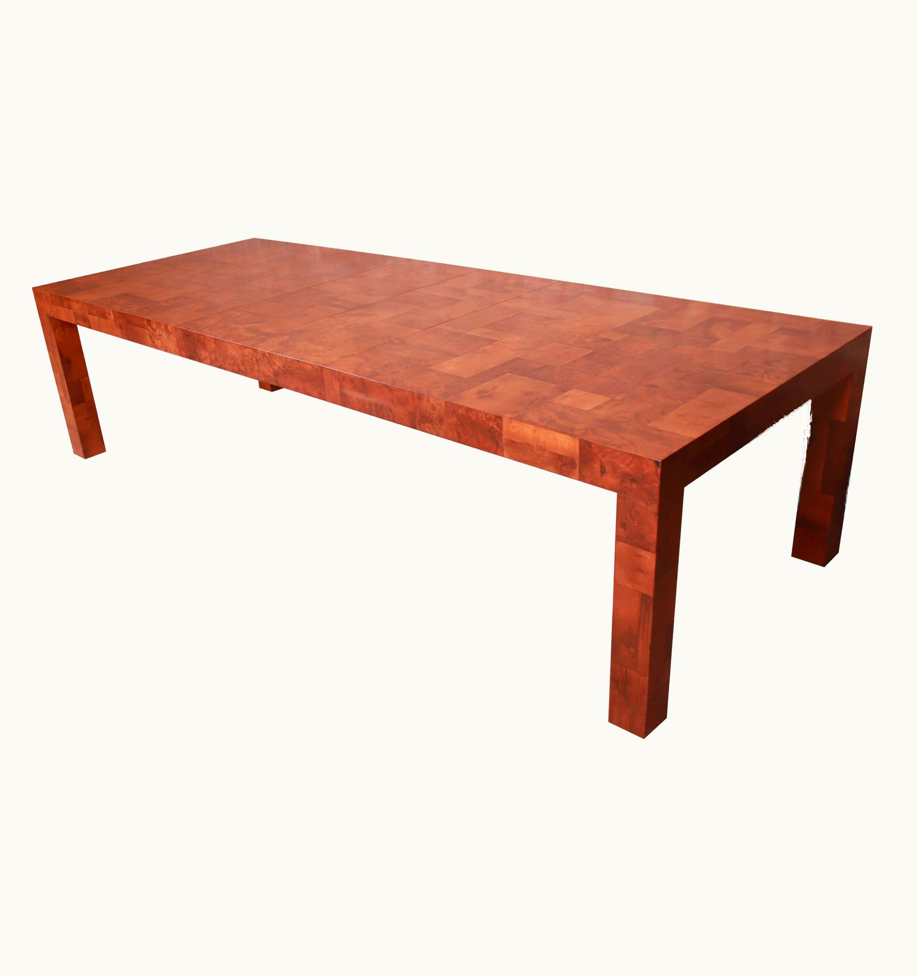 Paul Evans Paul Evans For Directional Patchwork Burl Wood Dining Table, Newly Refinished