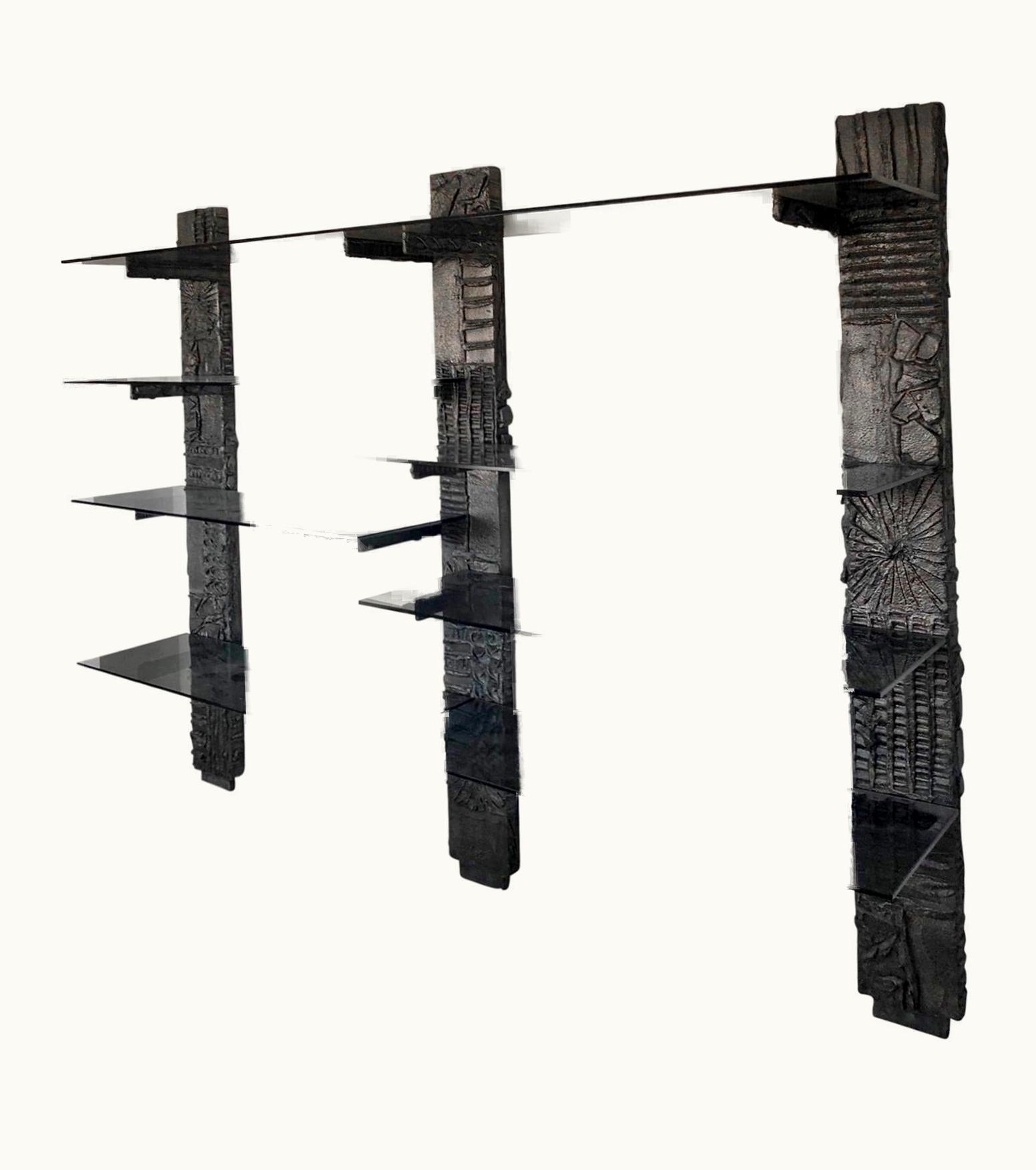 Paul Evans Paul Evans Sculpted Bronze Wall Unit 1967 'Signed And Dated'