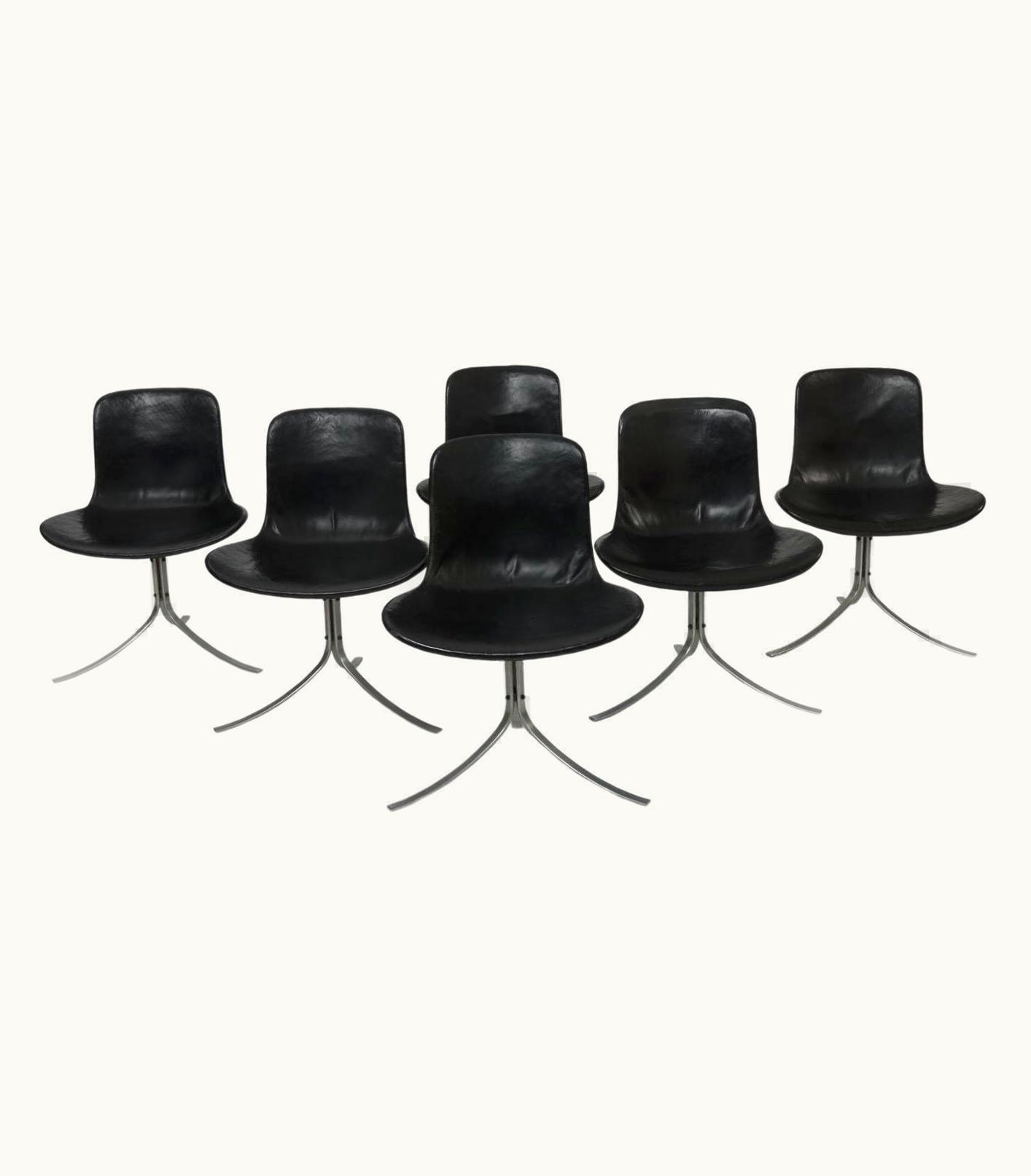 Poul Kjærholm Poul Kjærholm Set Of Six Model Pk9 Dining Chairs Designed By Poul Kjaerholm, Denmark, 1960s