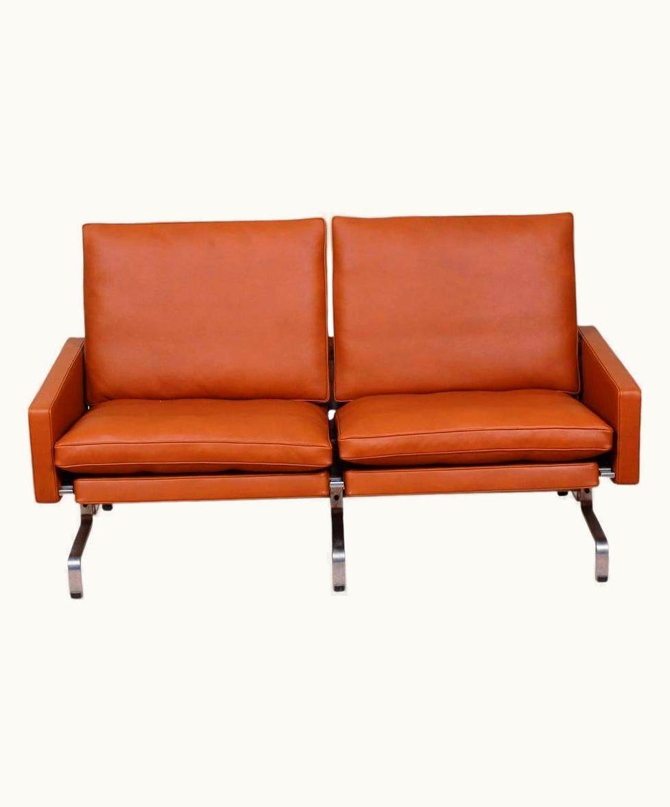 Poul Kjærholm Poul Kjærholm Sofa PK-31/2 Newly Upholstered With Cognac Aniline Leather