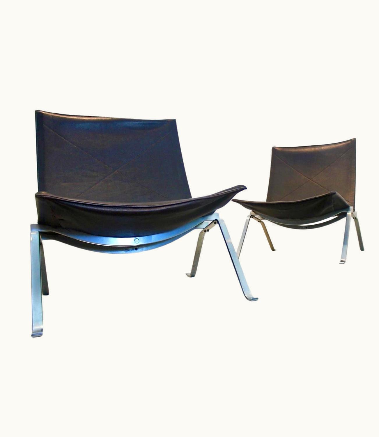 Poul Kjærholm Poul Kjærholm Distinctive Set Of Brown Leather PK 22 Chairs By Poul Kjærholm For Fritz Hansen