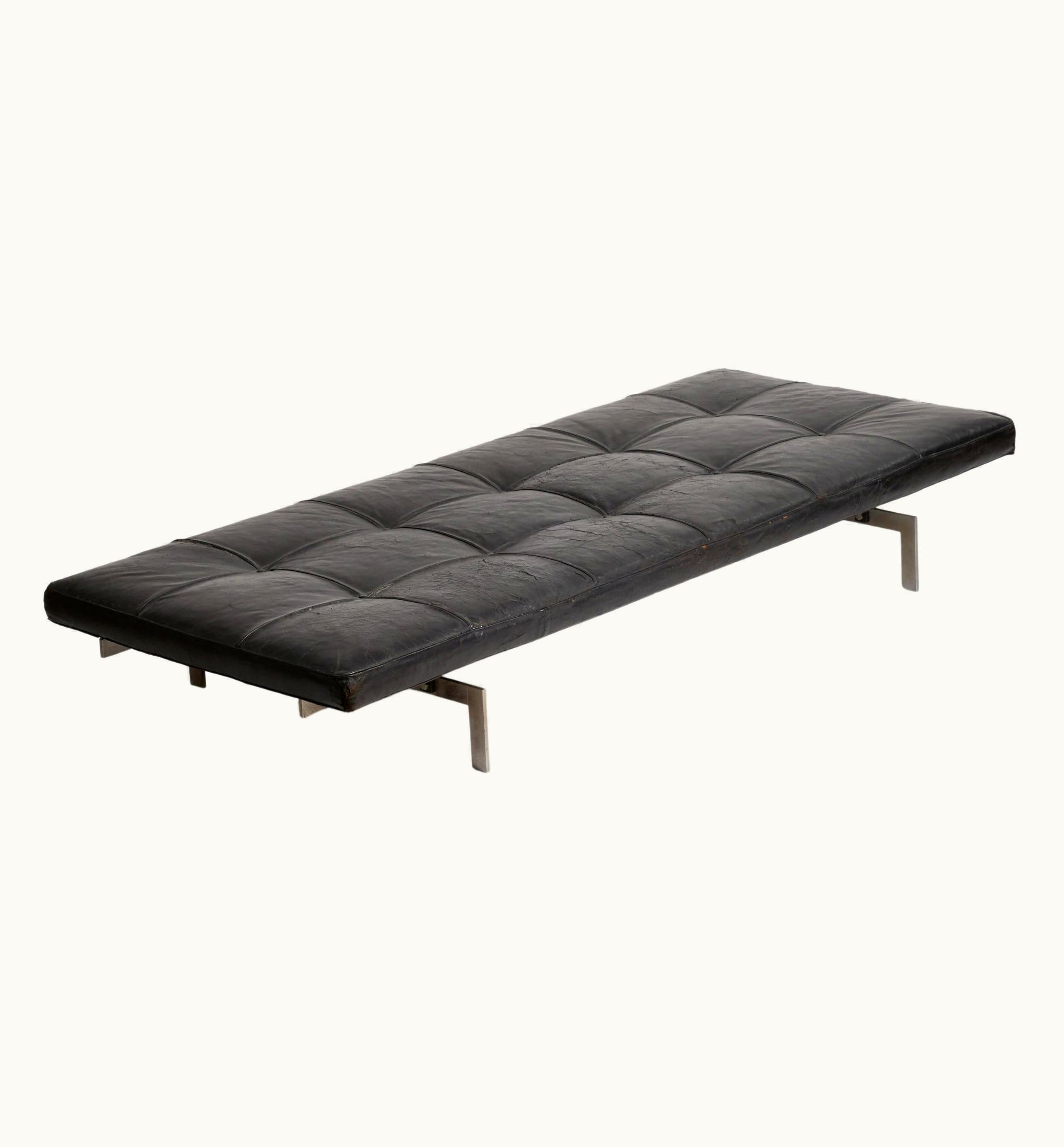 Poul Kjærholm Poul Kjaerholm, Daybed, Leather, Steel, Plywood, E Kold Christensen, 1960s