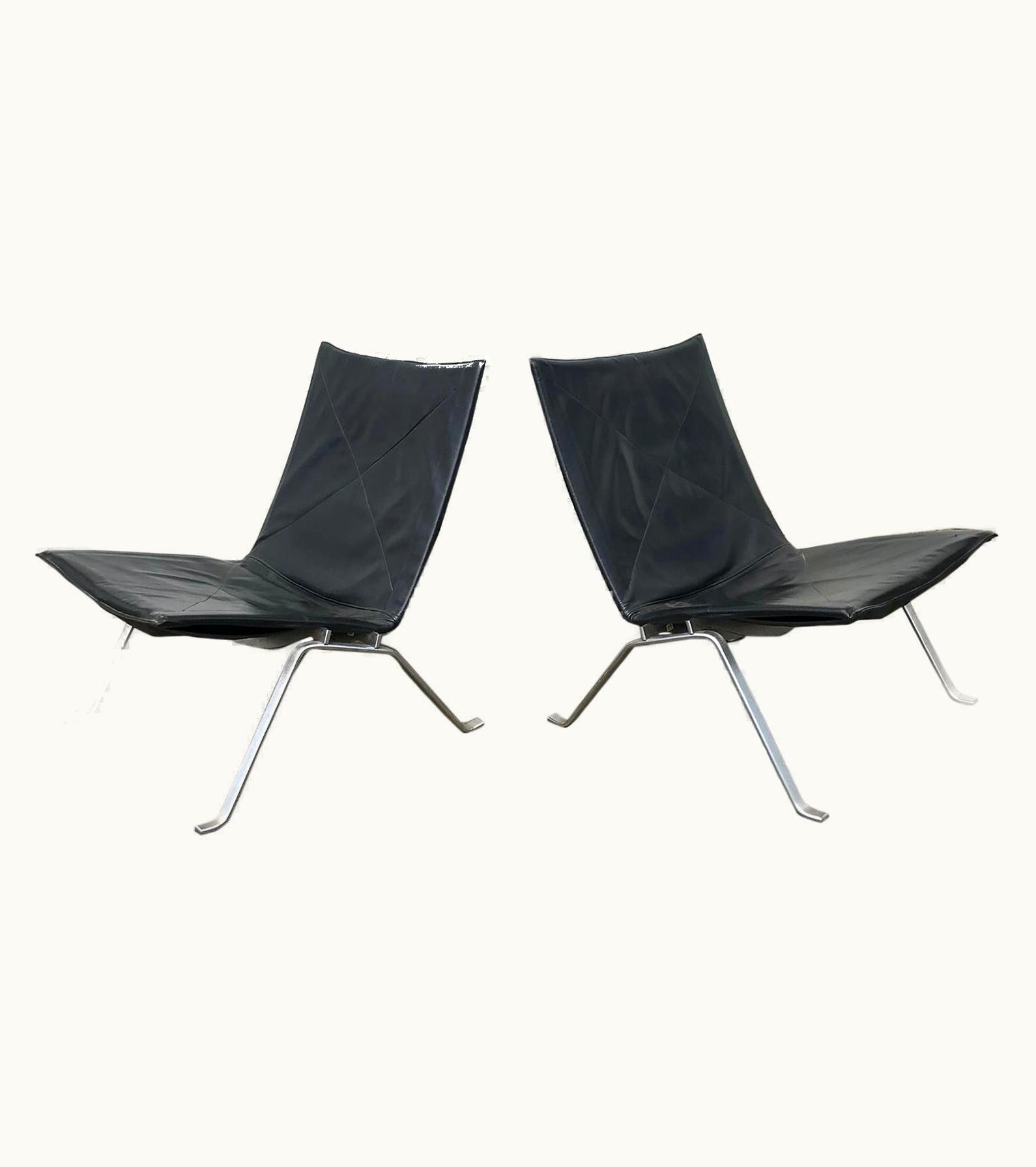 Poul Kjærholm Poul Kjærholm 1956, Poul Kjaerholm For E. Kold Christensen, Set-2 PK22 Lounge In Black Leather