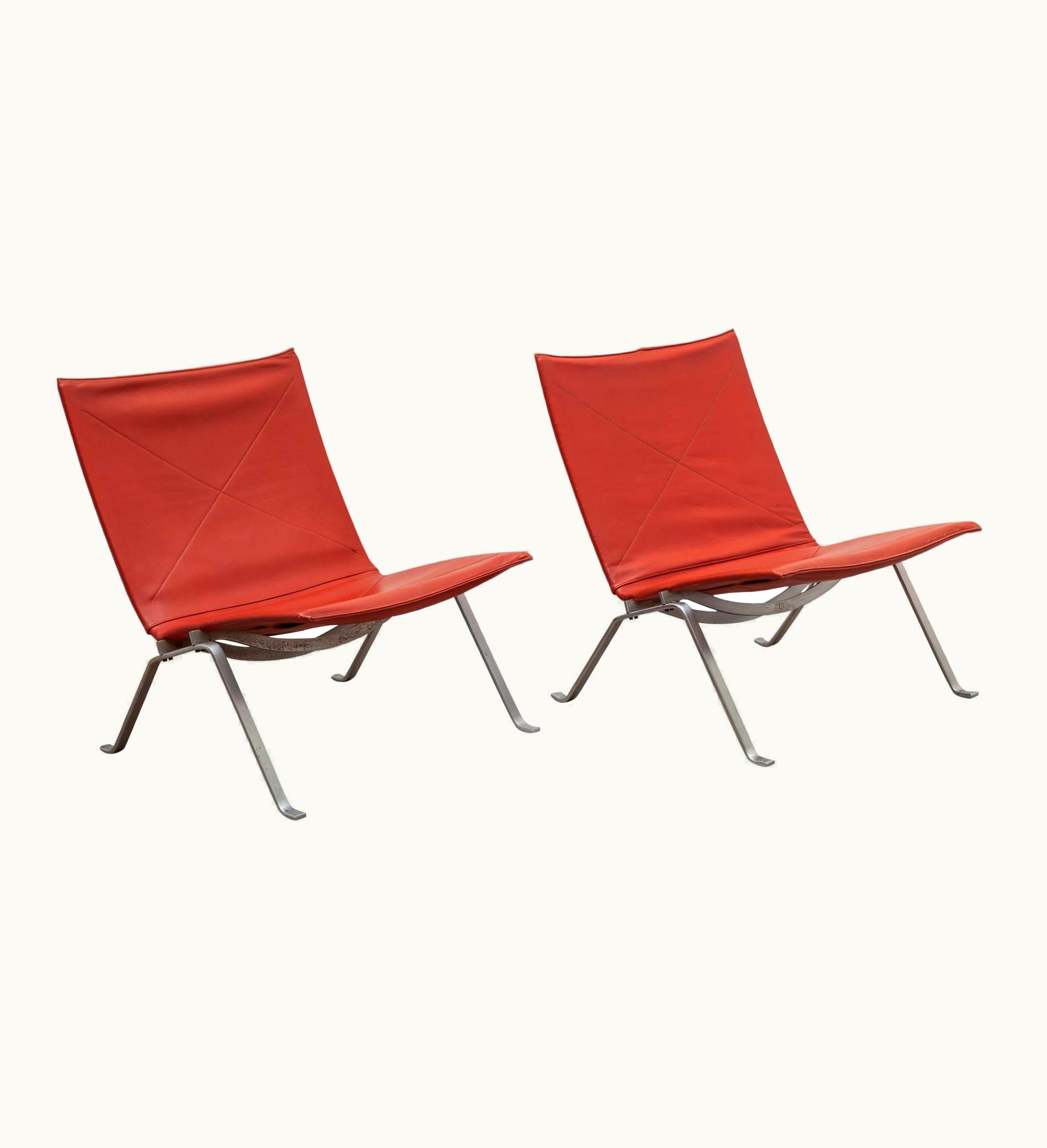 Poul Kjærholm Poul Kjærholm Pair Of PK 22 Lounge Chairs By Poul Kjearholm, Denmark, Oxblood Leather