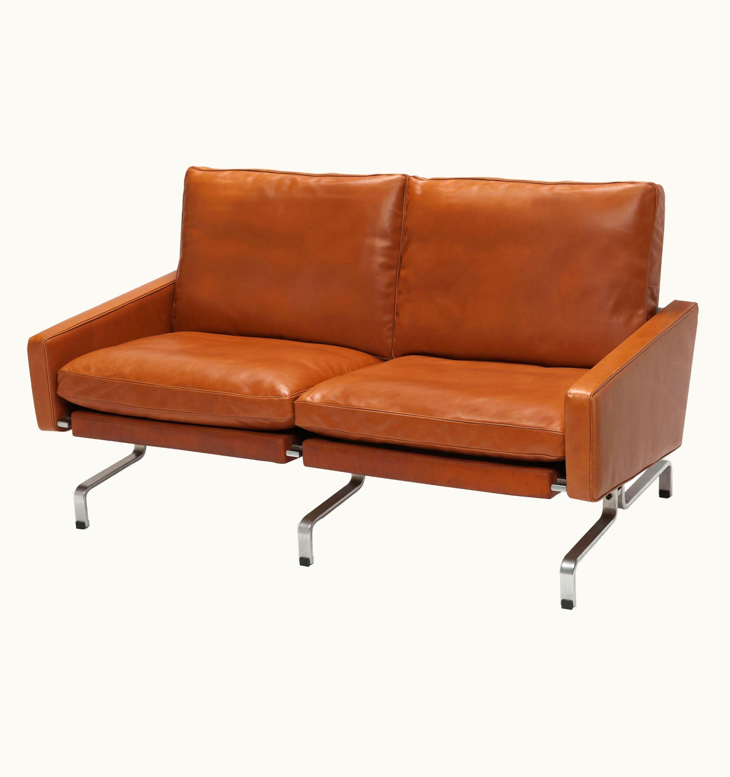 Poul Kjærholm Poul Kjærholm Cognac PK 31 /2 Sofa By Poul Kjærholm For E. Kold Christensen