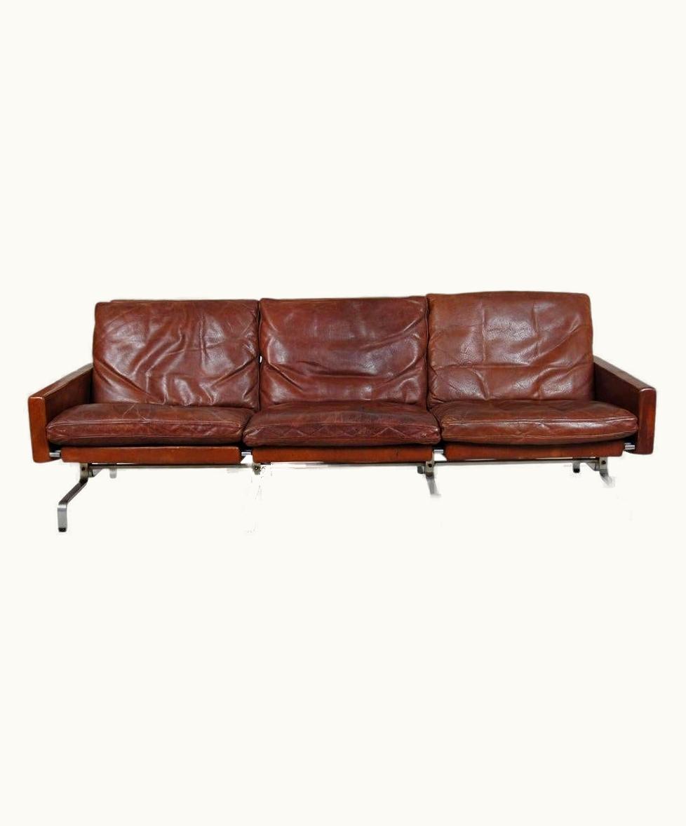 Poul Kjærholm Poul Kjærholm PK-31/3 Sofa In Brown Patinated Leather