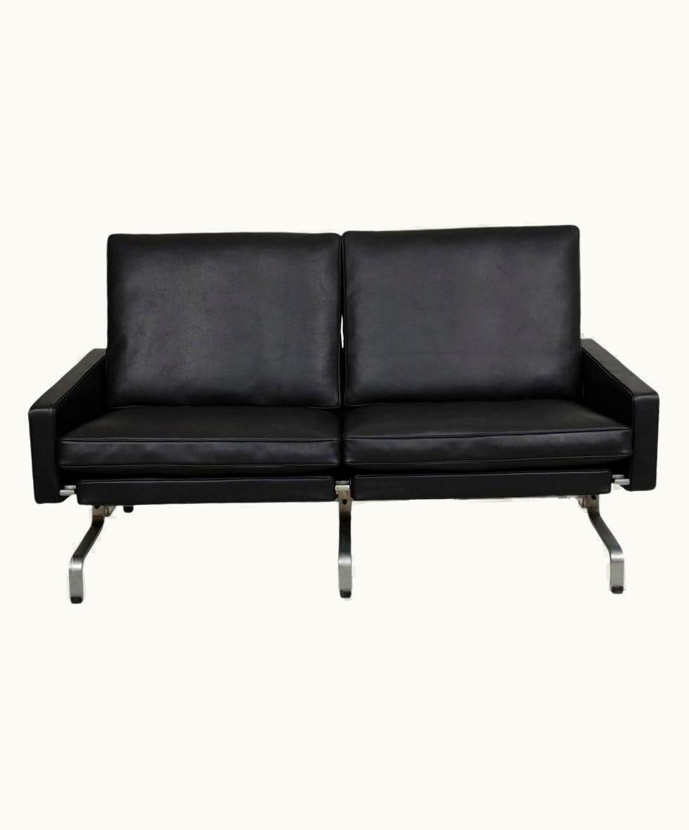 Poul Kjærholm Poul Kjærholm Pk-31/2-Seater Sofa Newly Upholstered With Black Aniline Leather