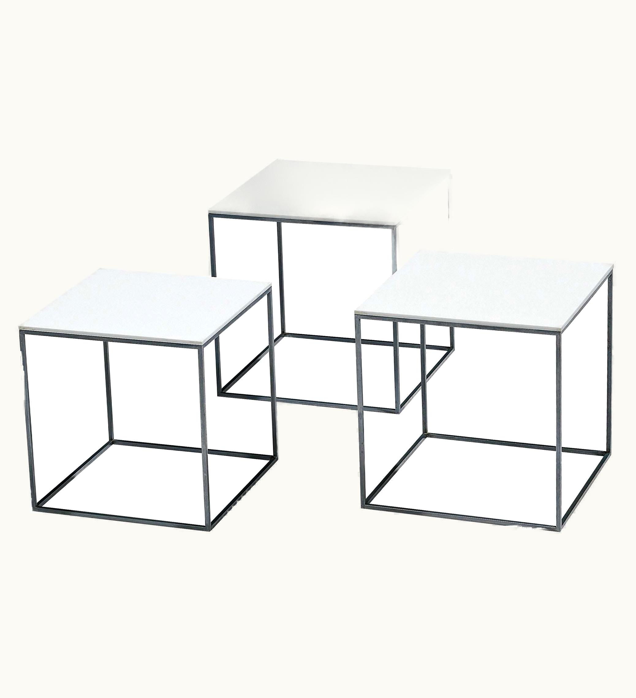 Poul Kjærholm Poul Kjaerholm Set Of Nesting Tables In White Perspex And Steel