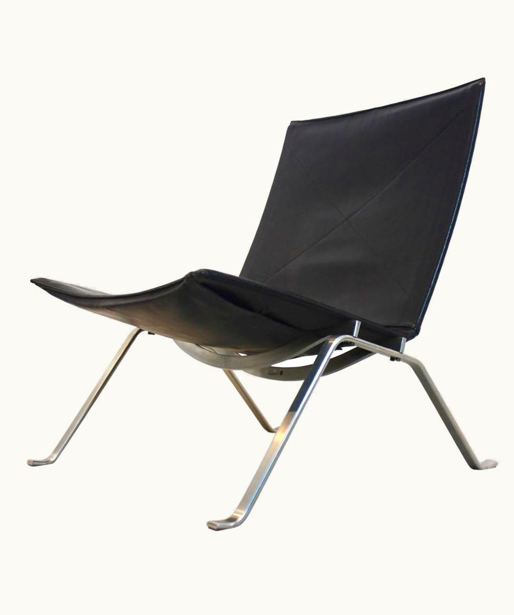 Poul Kjærholm Poul Kjærholm Black Leather PK22 Chair For Fritz Hansen