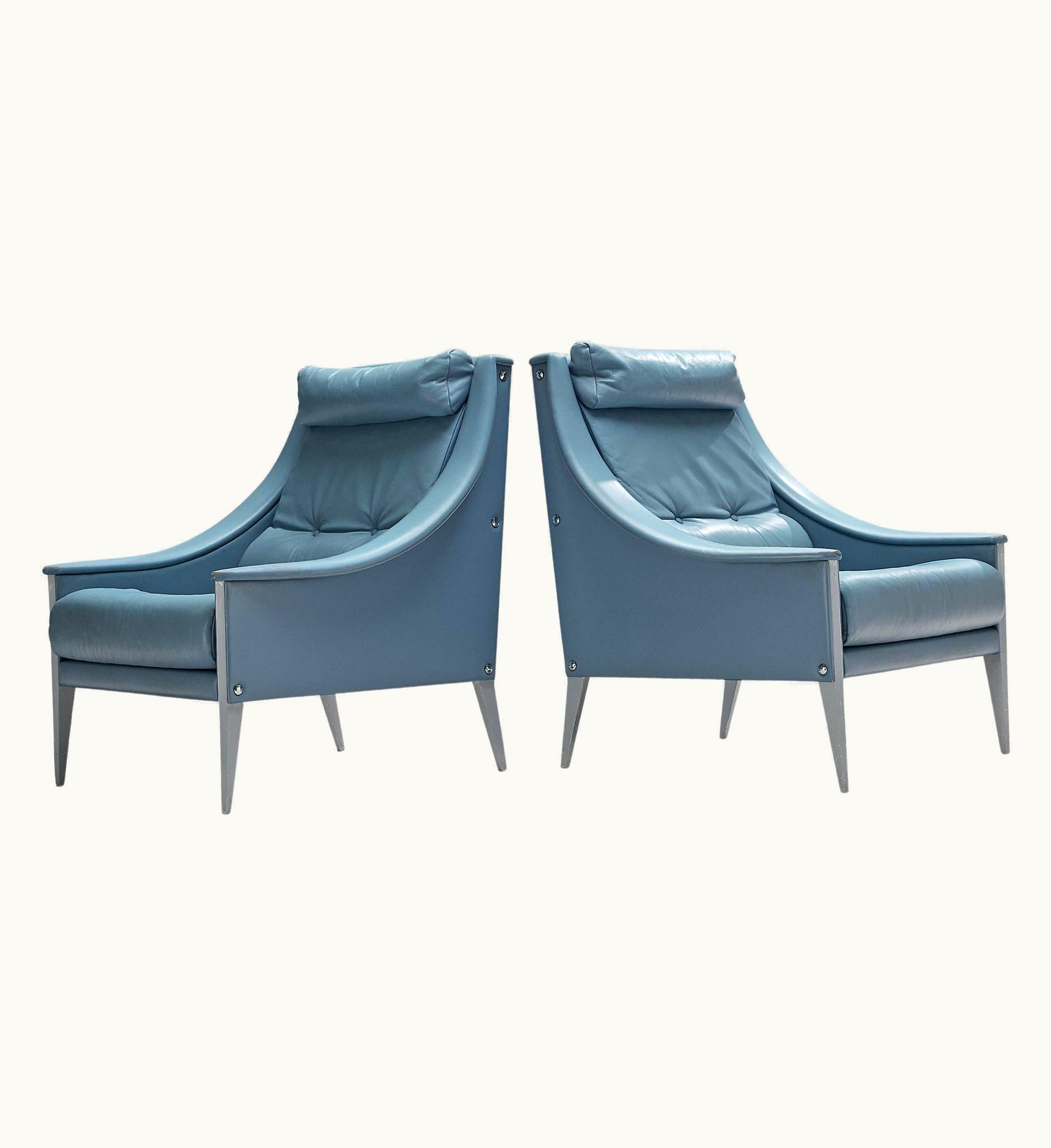 Gio Ponti Gio Ponti For Poltrona Frau Lounge Chairs In Light Blue Leather