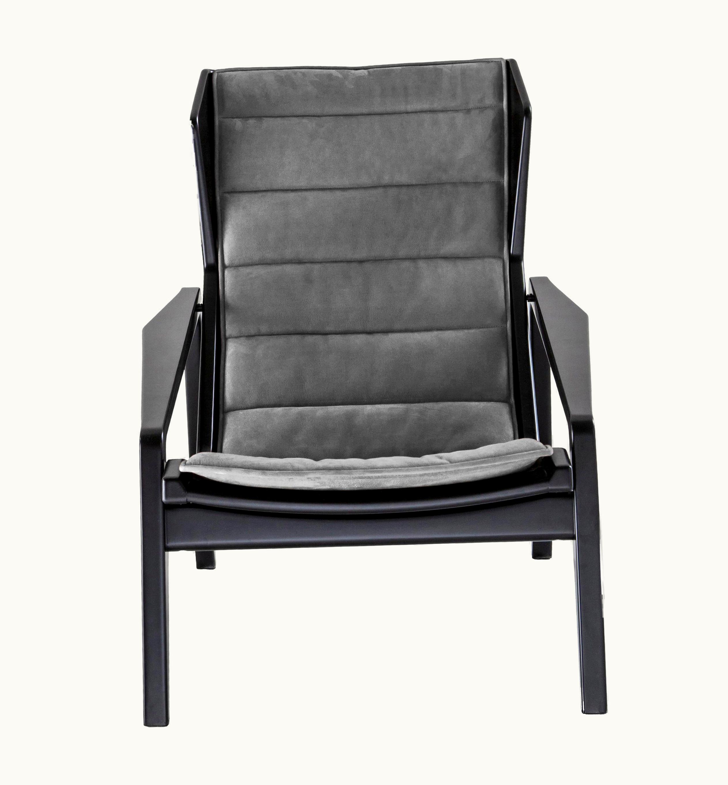 Gio Ponti Gio Ponti Armchair In Chenille And Glossy Black Wood Molteni&C By Gio Ponti - D.156.3