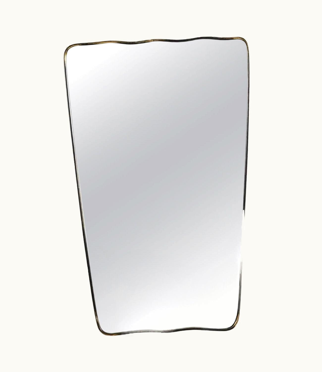 Gio Ponti Gio Ponti Vintage Italian Brass Mirror By Gio Ponti, Italy, 1950s Organic Wall Mirror Rare