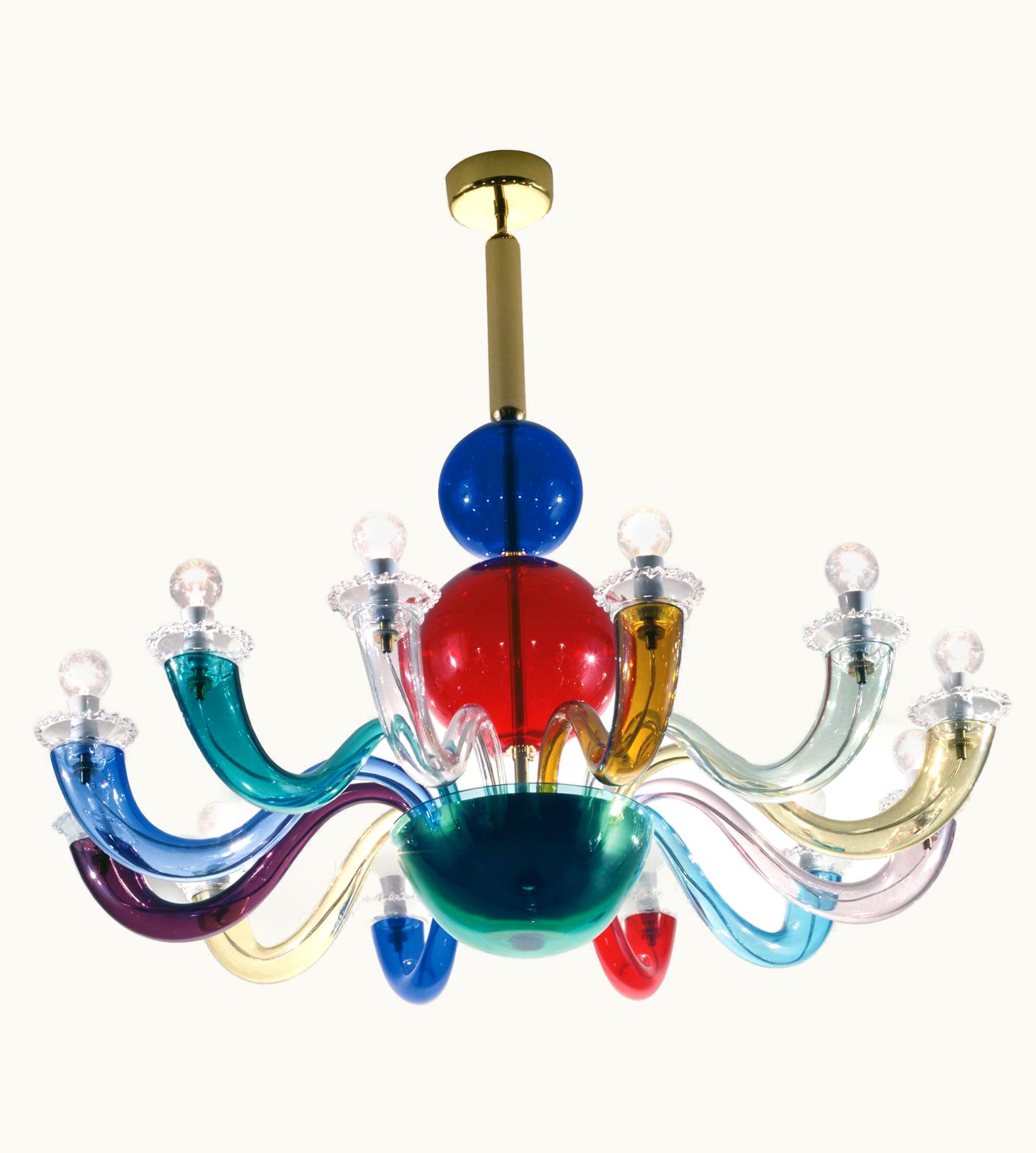Gio Ponti Gio Ponti Venini Gio Ponti 12-Arm Chandelier In Multicolor By Gio Ponti
