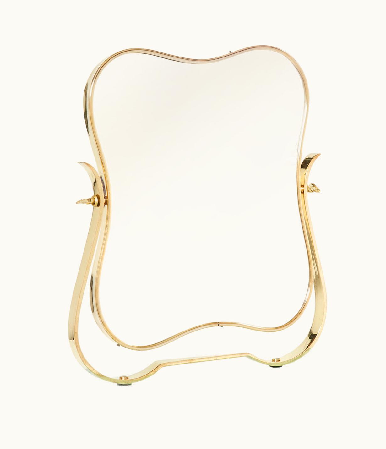 Gio Ponti Gio Ponti For Fontana Arte Brass Murano Glass Table Vanity Mirror, 1950s