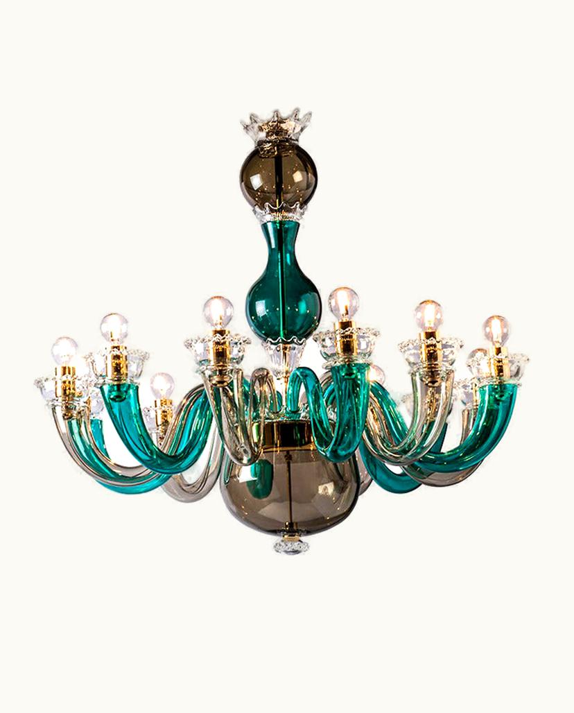 Gio Ponti Gio Ponti 21st Century Gio Ponti 99.81 12-Light Chandeliers In Green / Grey