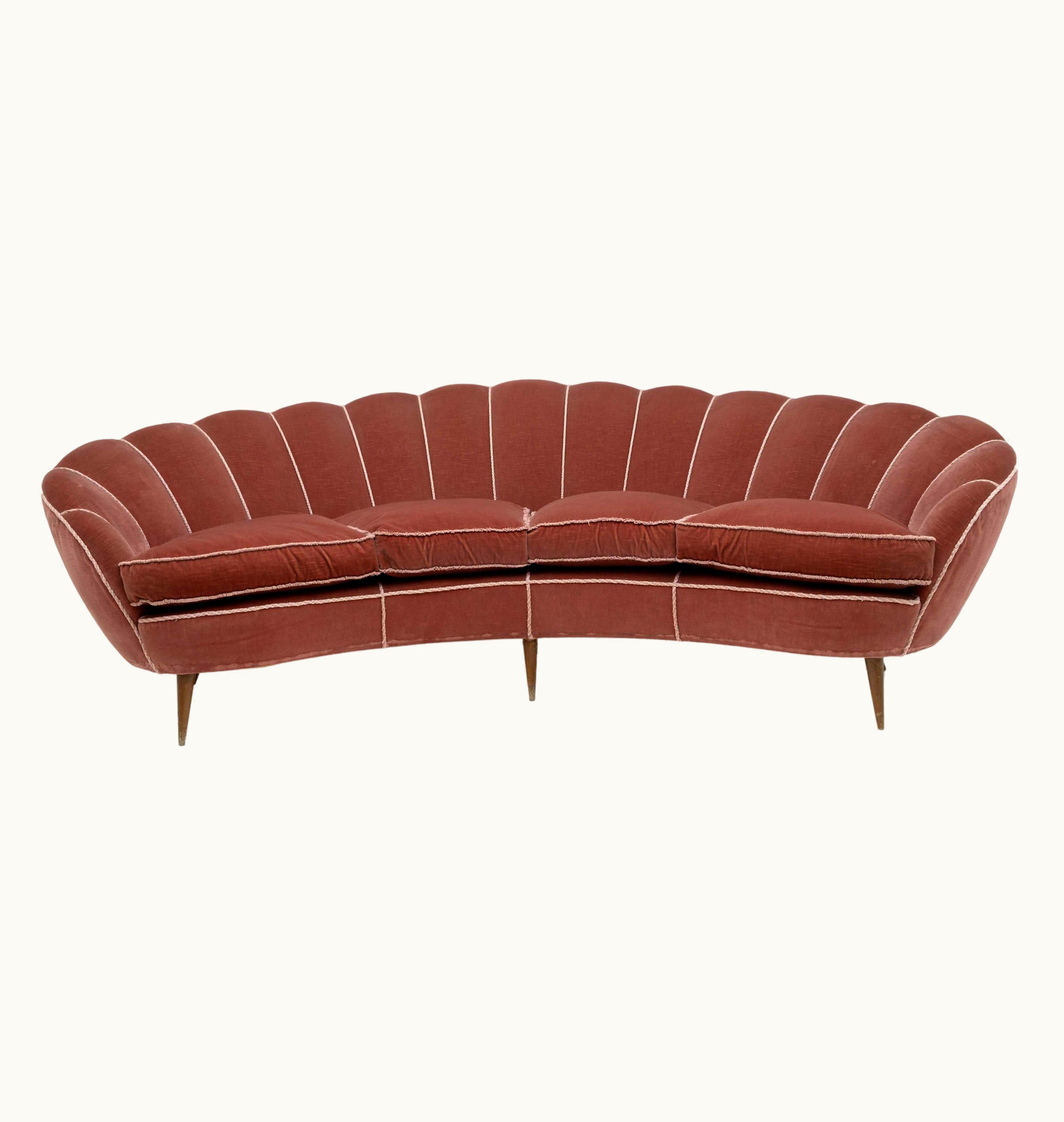 Gio Ponti Gio Ponti Mid-Century Modern Italian Curved Sofa By ISA Bergamo, 50s