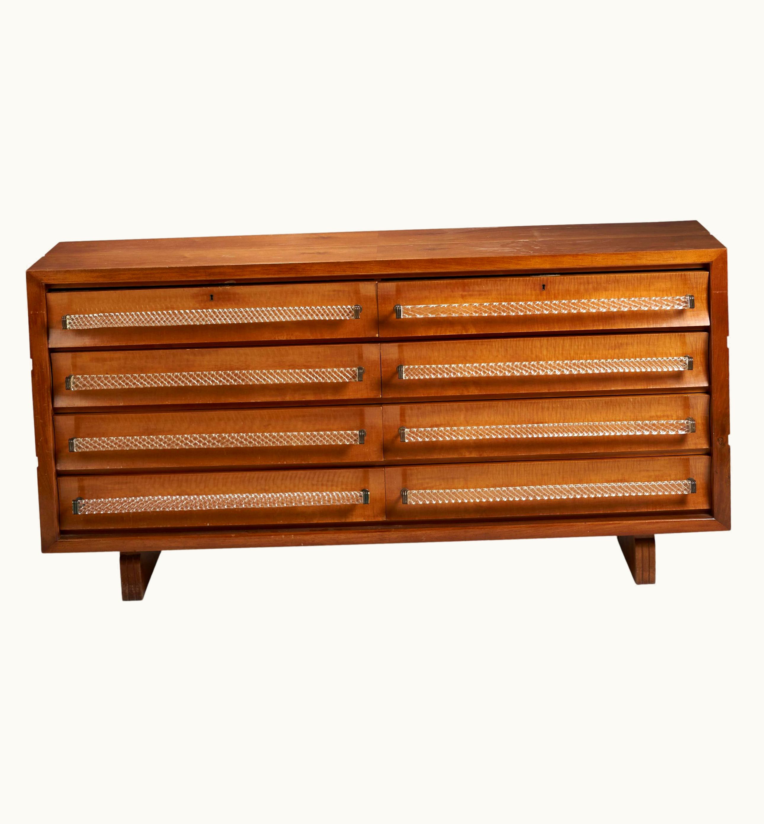 Gio Ponti Gio Ponti, Dresser, Maple, Walnut, Murano Glass, Brass, Italy, 1939