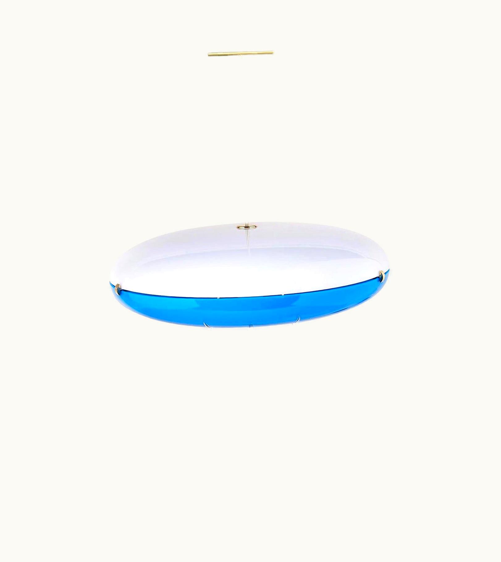 Gio Ponti Gio Ponti Luna Orizzontale Floor Lamp In White And Blue Diffuser For Tato Italia
