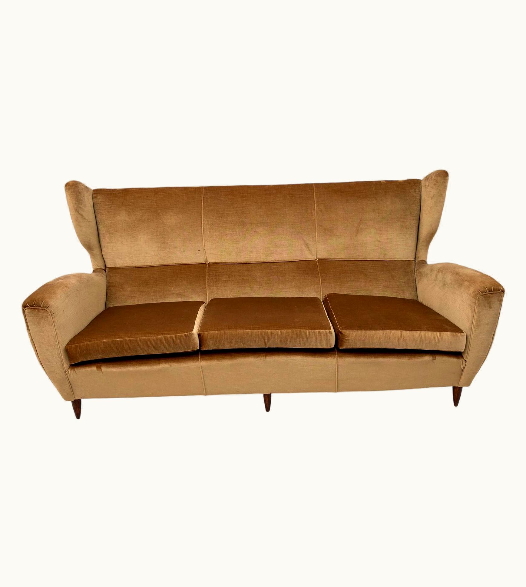 Gio Ponti Gio Ponti Mid-Century Modern Italian High Back Sofa, 1950s