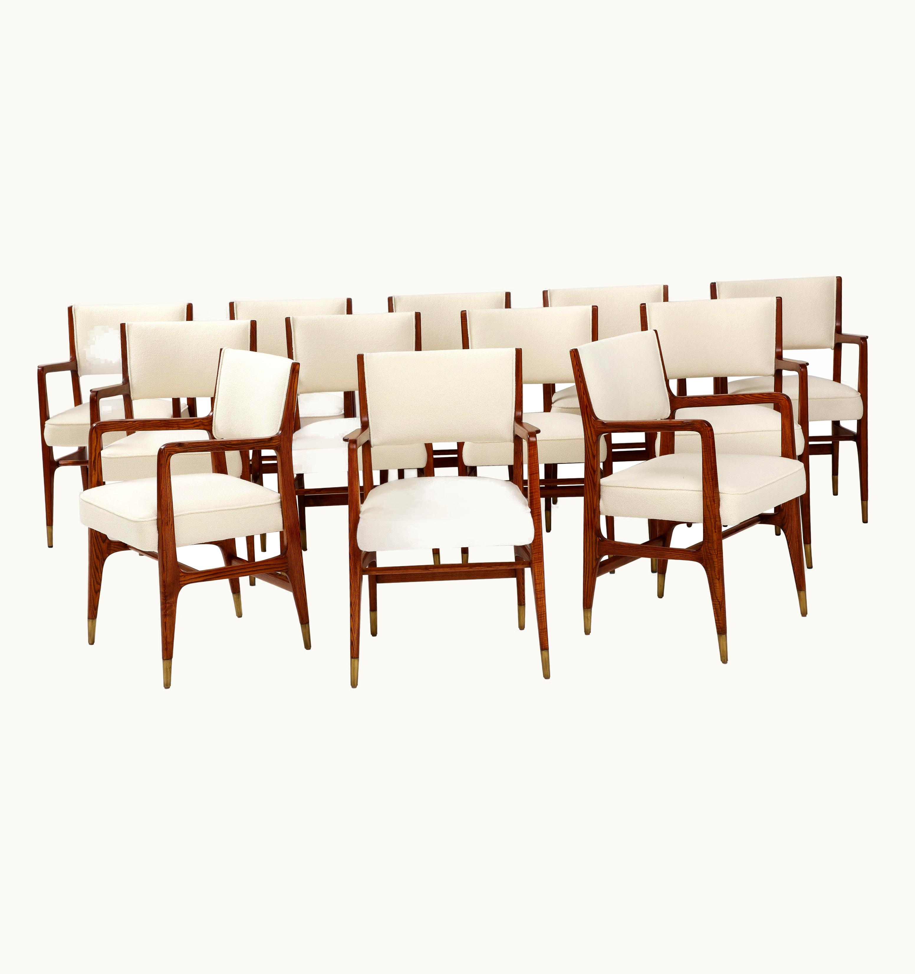 Gio Ponti Gio Ponti For Cassina Rare Set Of 12 Dining Chairs Model 110 In Ivory Bouclé