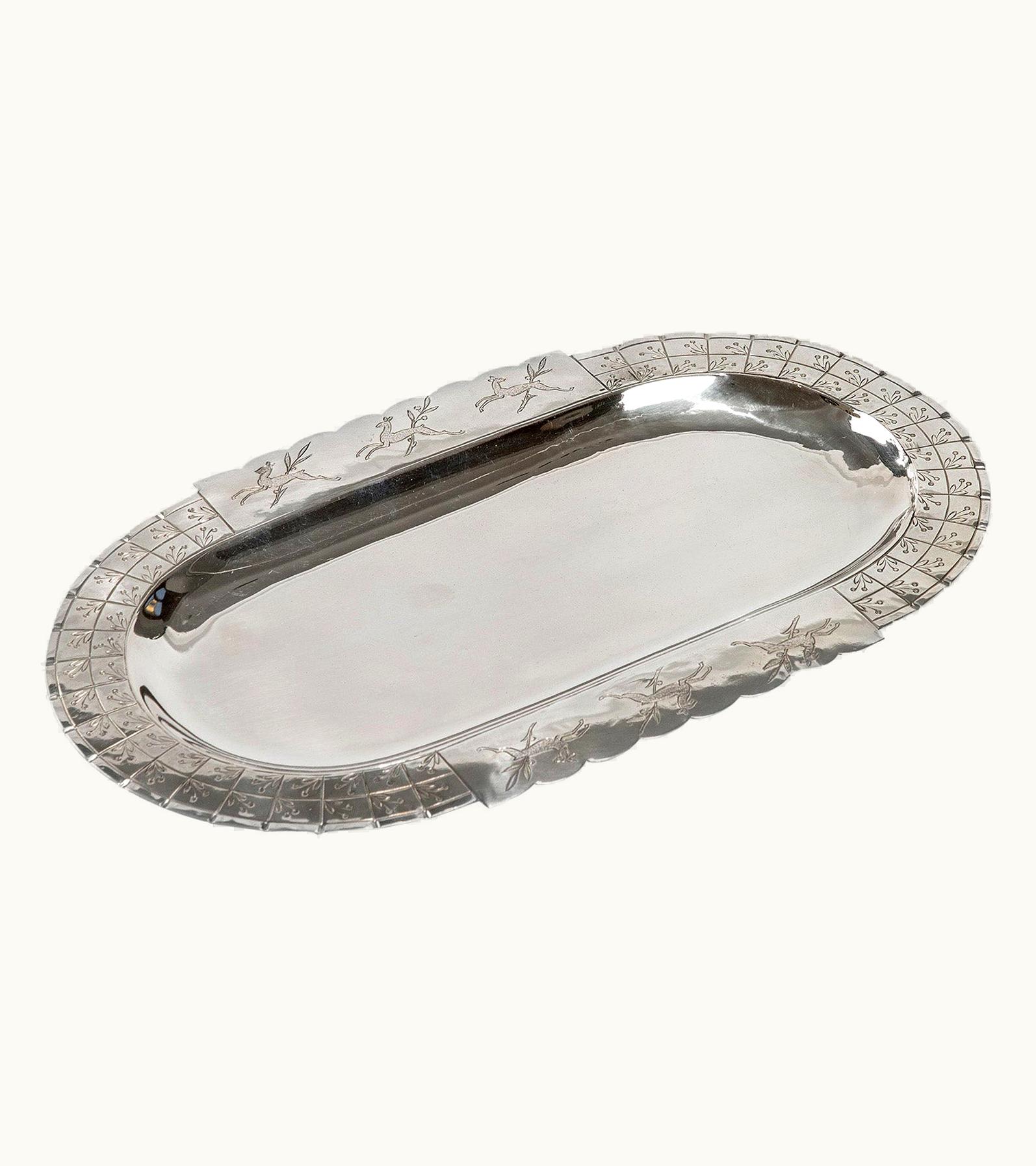 Gio Ponti Gio Ponti 20th Century Nino Ferrari Gio Ponti Embossed Silver Tray, 30s
