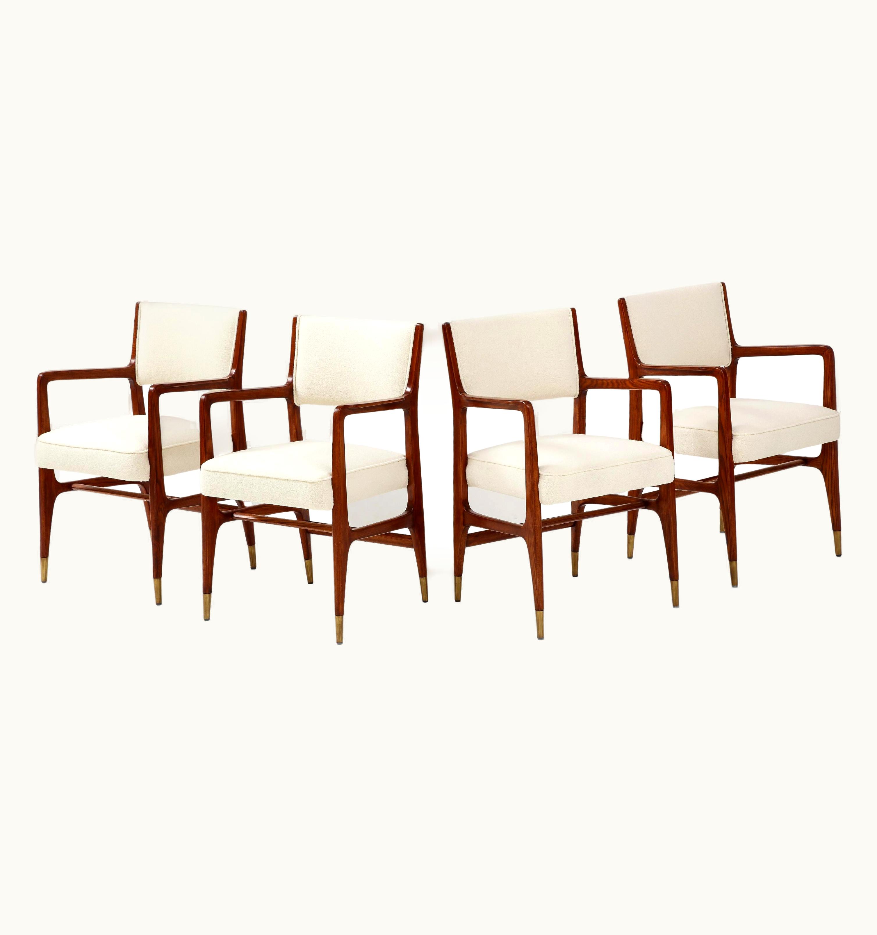 Gio Ponti Gio Ponti For Cassina Rare Set Of 4 Dining Chairs Model 110 In Ivory Bouclé