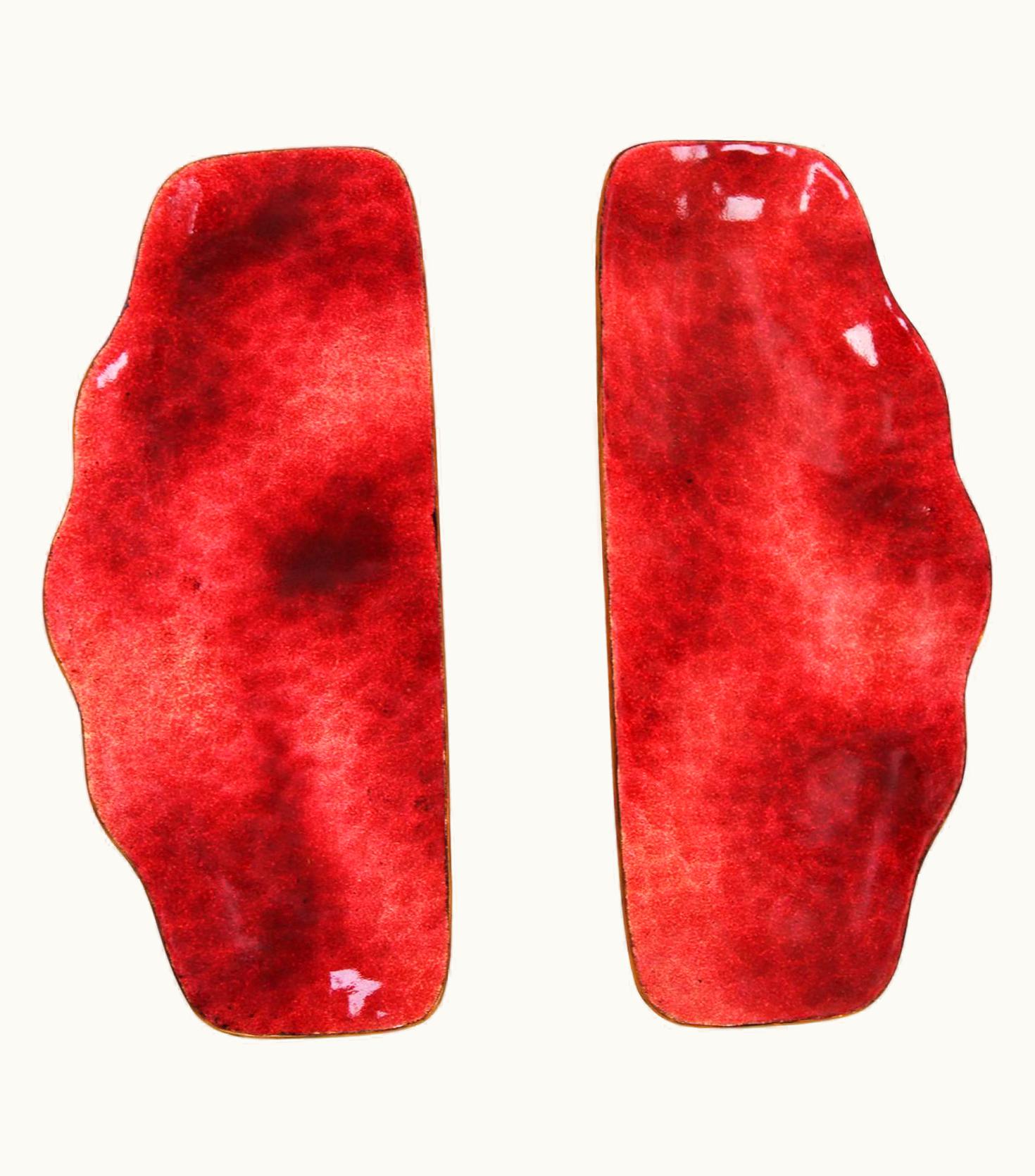 Gio Ponti Gio Ponti Mid-Century Paolo De Poli Red Enameled Copper Italian Door Handle, Circa 1960