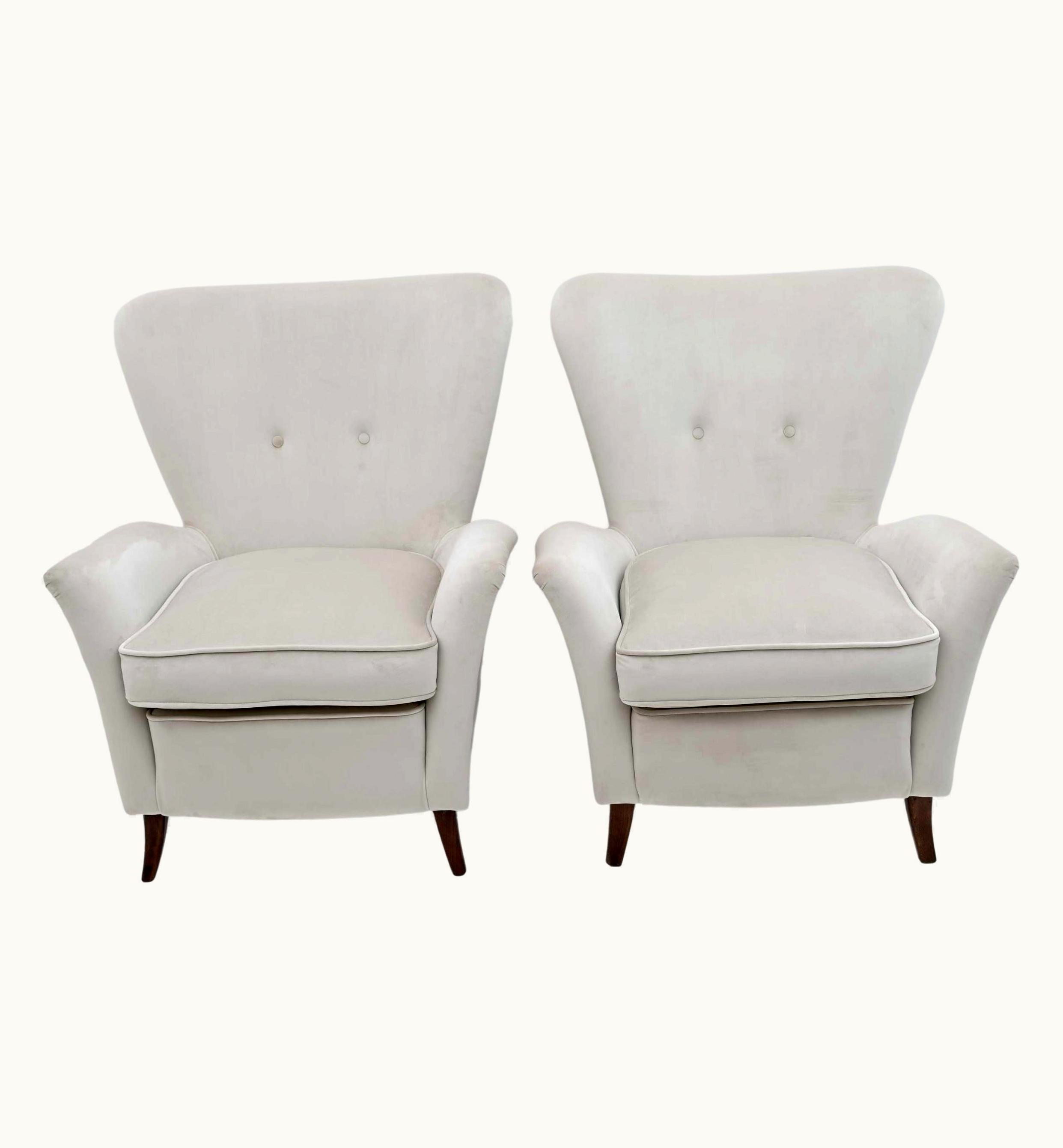 Gio Ponti Gio Ponti Art Dèco Italian Lounge Armchairs From Hotel Bristol Merano, 50s, Pair