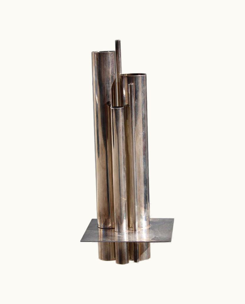 Gio Ponti Gio Ponti Minimal Vase Sculptural For Christofle 1960 Gio Ponti Silver Plate