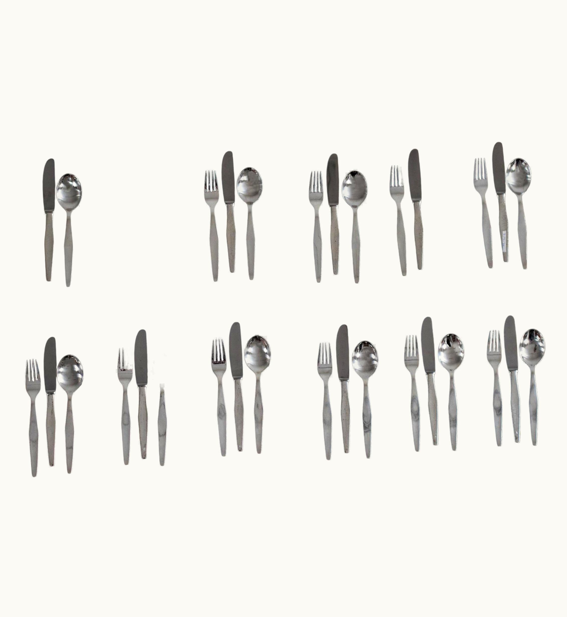 Gio Ponti Gio Ponti Cutlery Set For Twelve In Nickel Silver By Krupp Italy 1950s