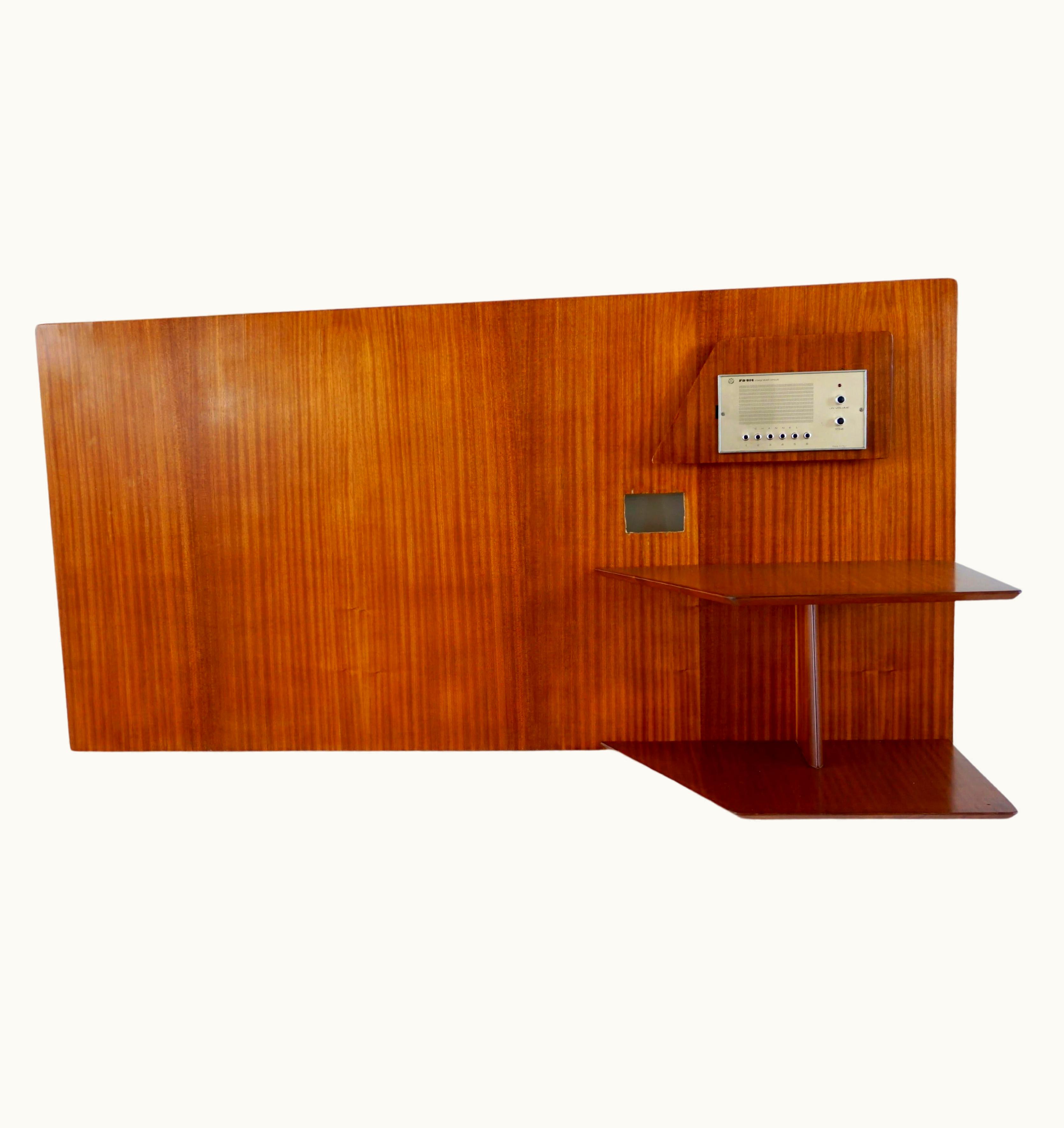 Gio Ponti Gio Ponti Dark Wood Right Headboard With Fitted Bedside Tables Hotel Royal, 1955