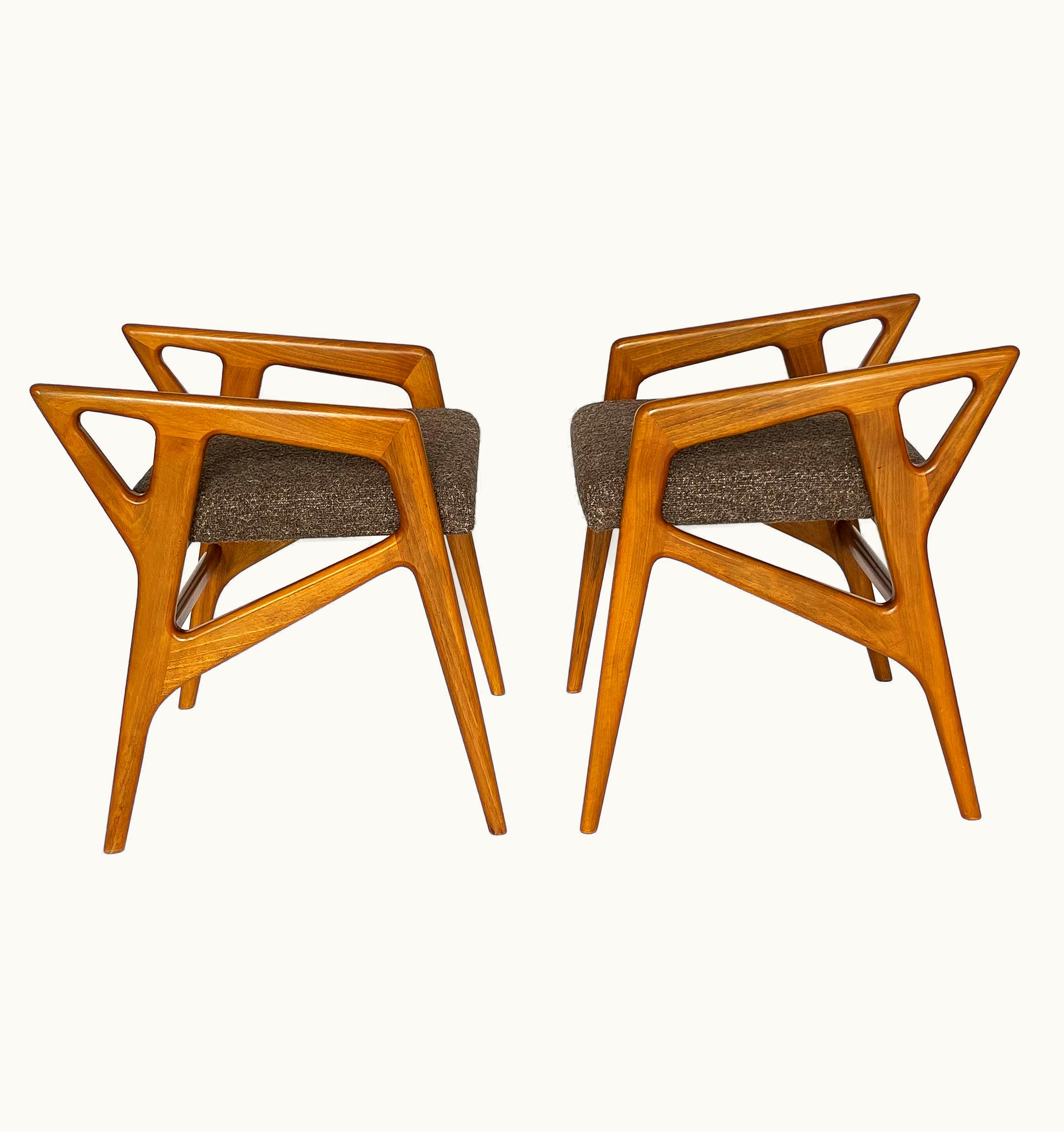 Gio Ponti Gio Ponti Pair Of Gio Ponti Italian Walnut Stools