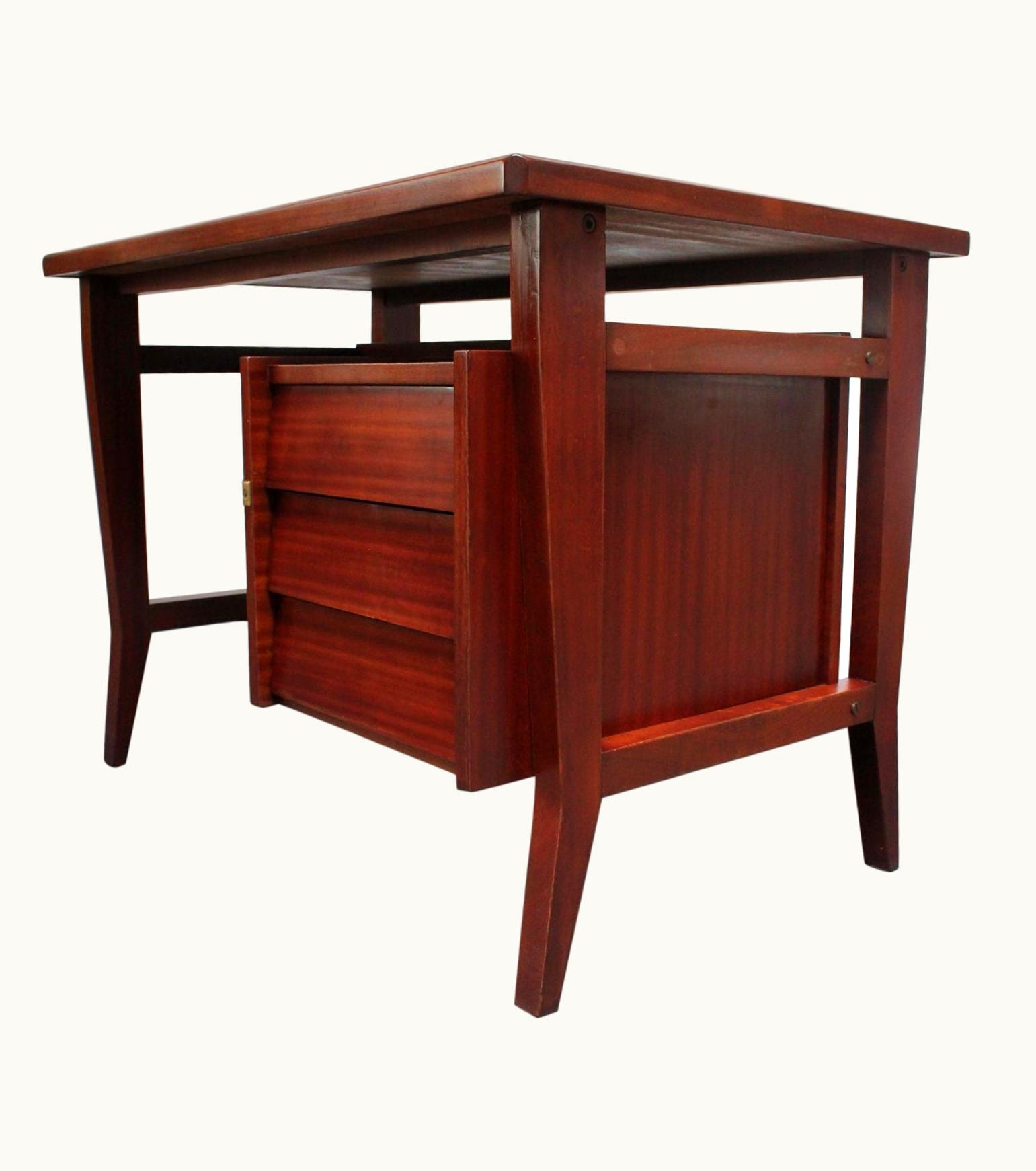 Gio Ponti Gio Ponti Petite Italian Modern Stained Mahogany Writing Desk By Gio Ponti For Schirolli